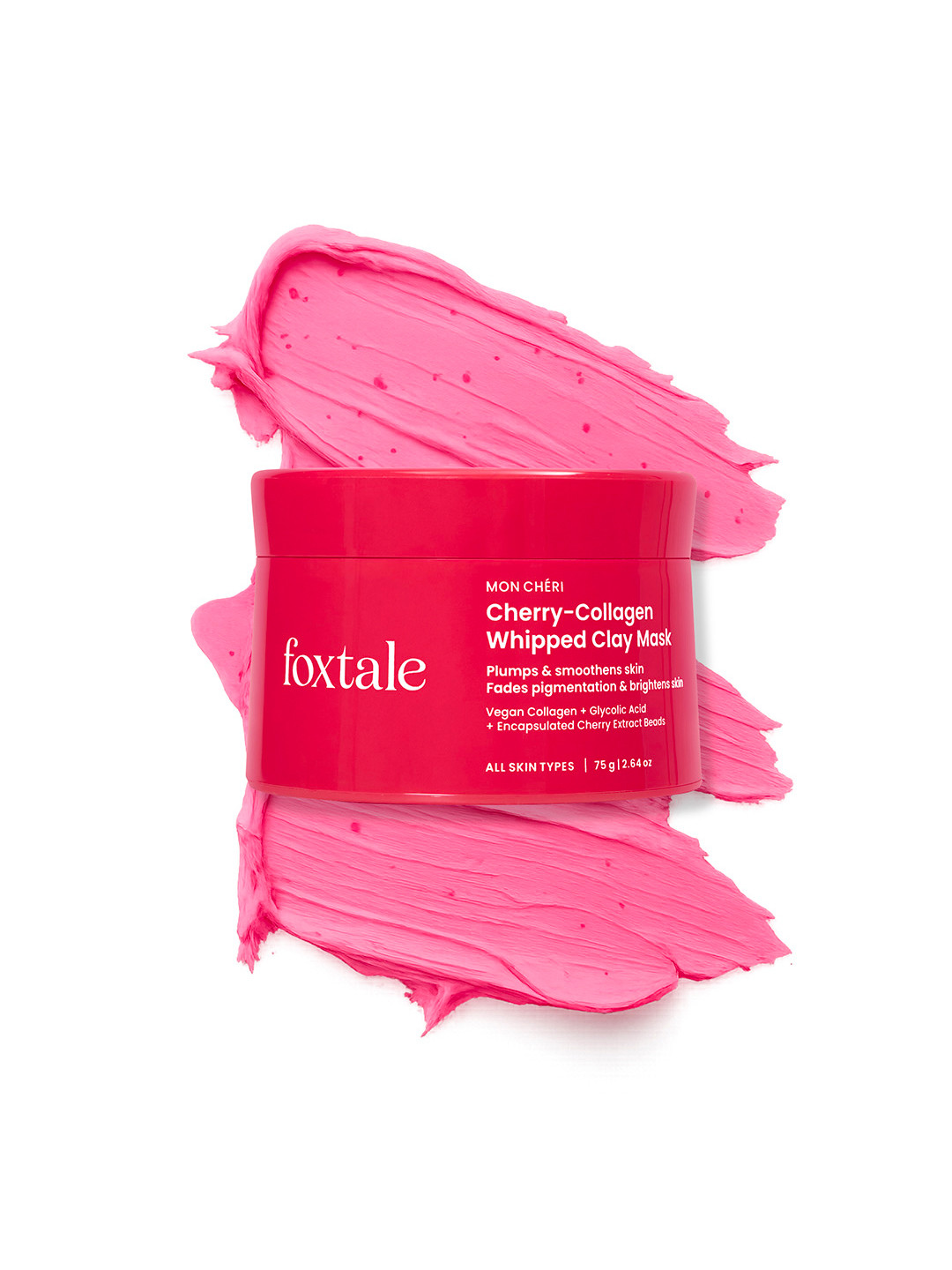FoxTale Cherry-Collagen Whipped Clay Mask For Plumps, Firms, & Hydrates - 75 g