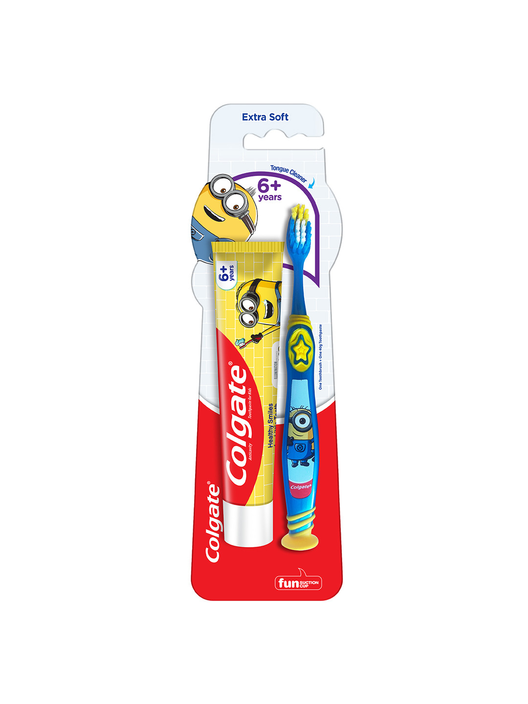 Colgate Kids Extra Soft Minion Toothbrush with Tongue Cleaner & Toothpaste - 40g