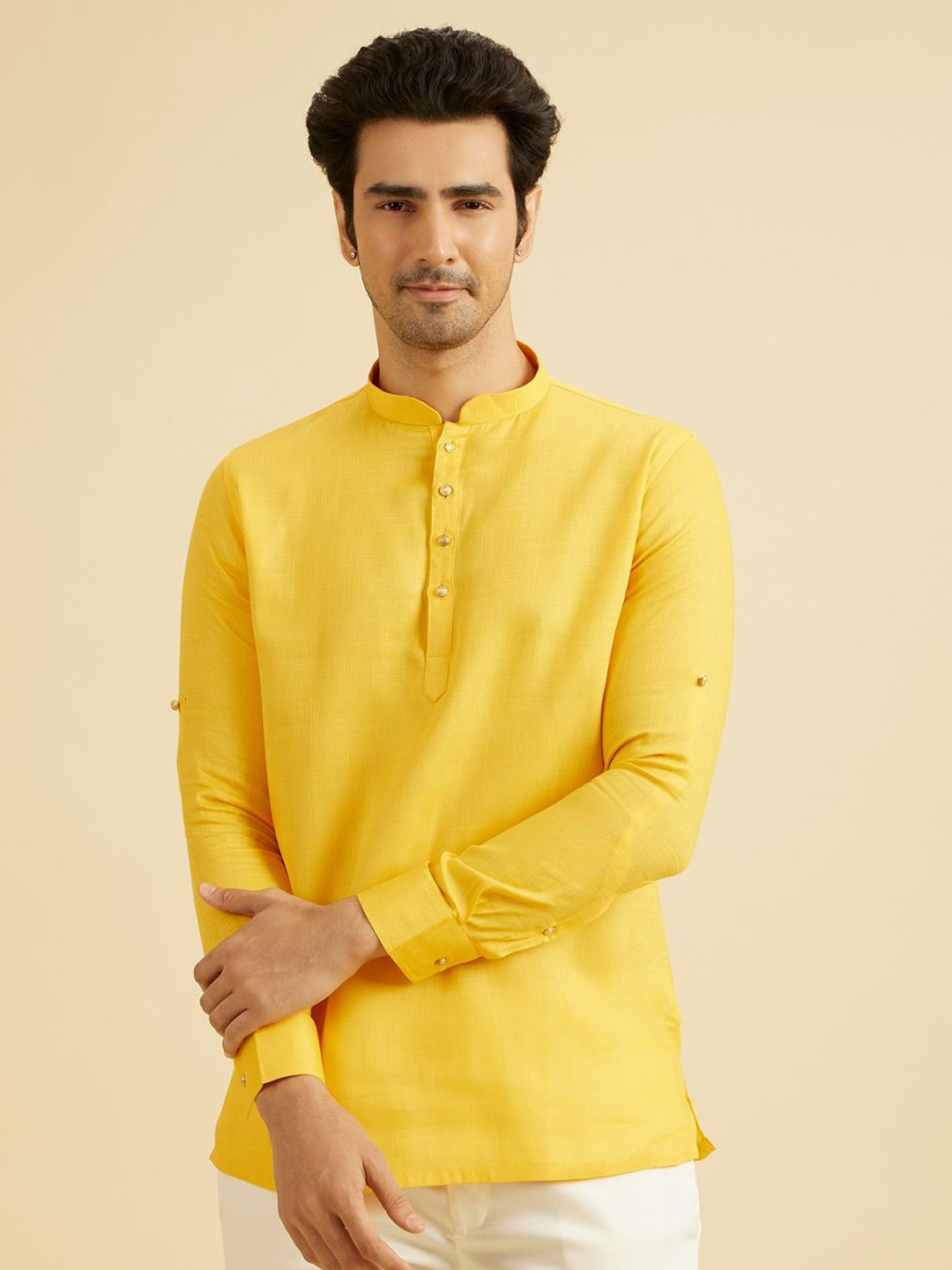Manyavar Mandarin Collar Short Kurta
