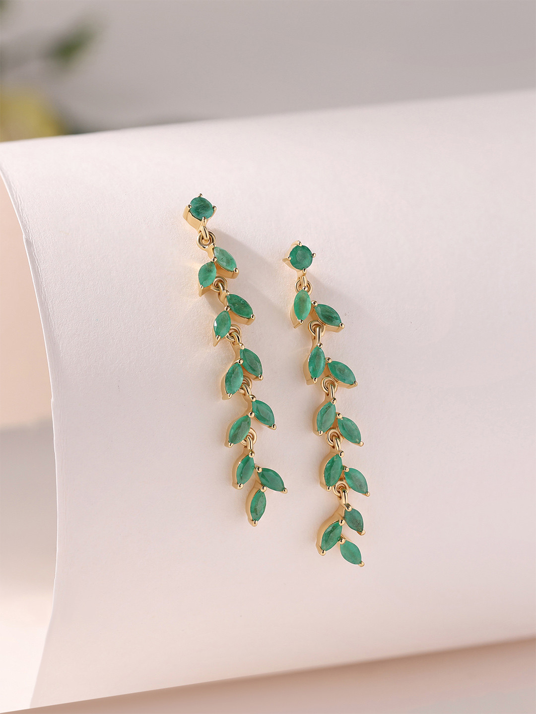 Ornate Jewels 925 Silver 18k Gold Plated Natural Sakota Emerald Earring