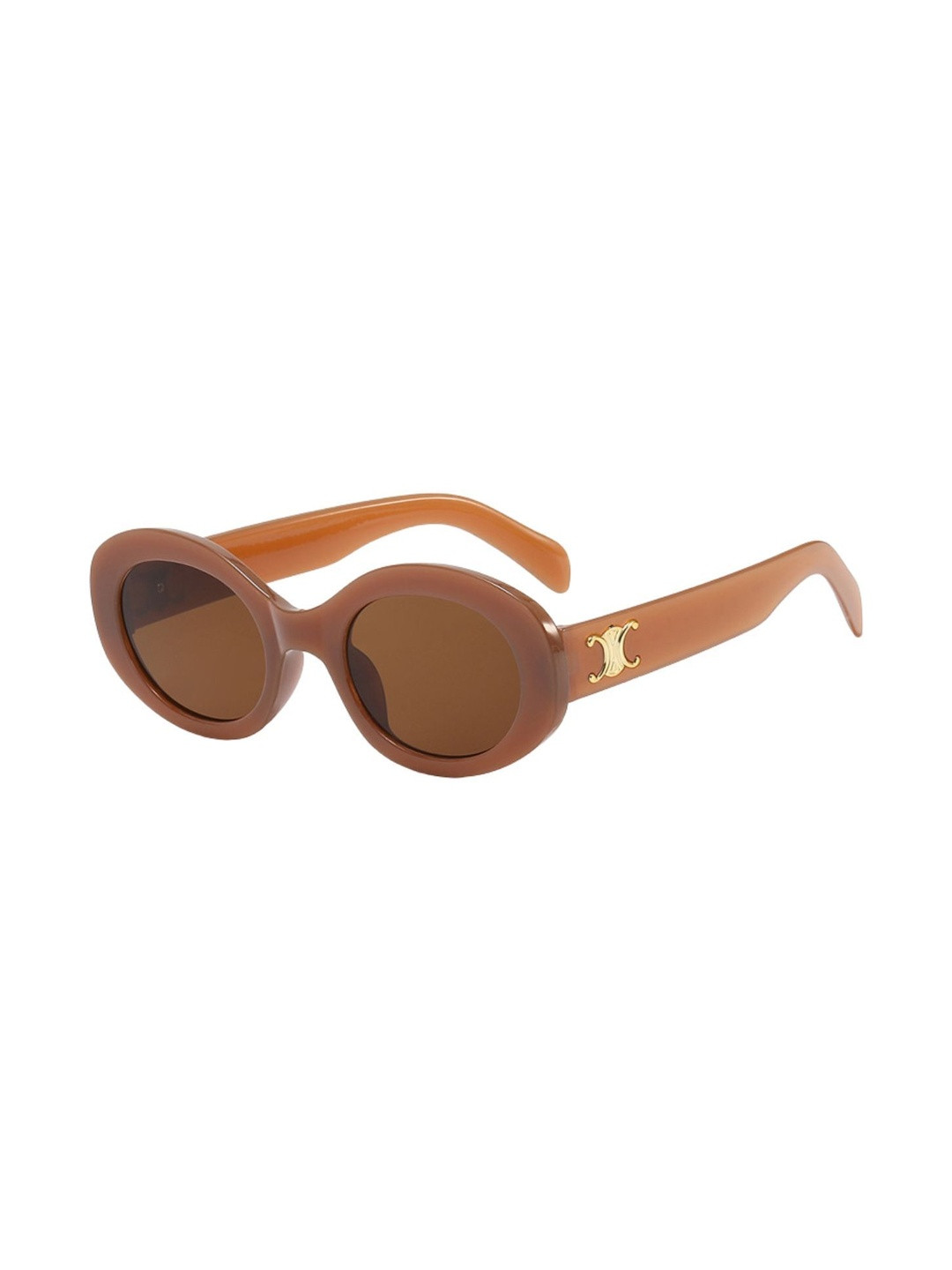 OUDI Women Brown Lens & Brown Oval Sunglasses with