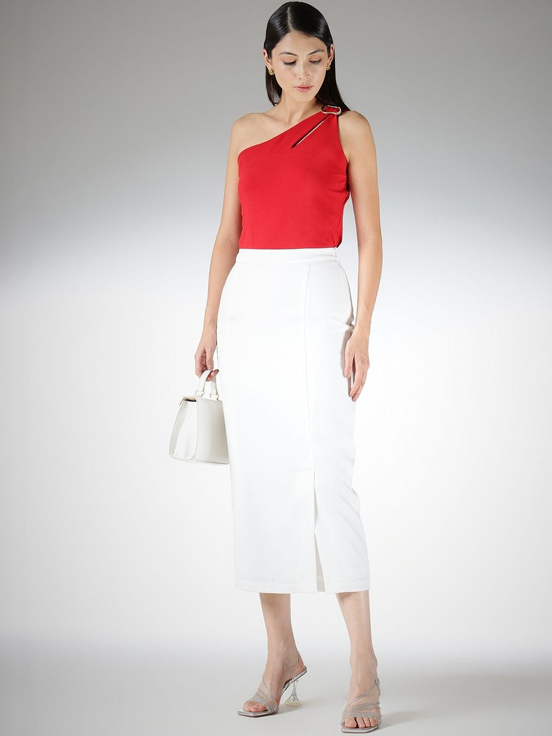 FABLE STREET Brocade Pencil Midi Skirt