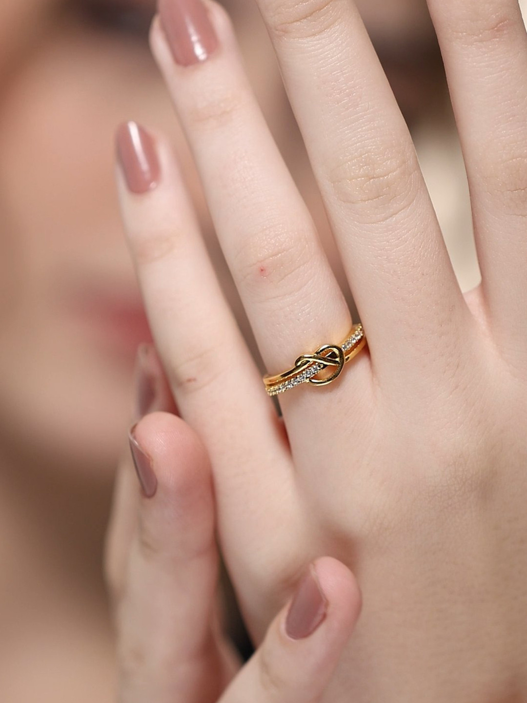 MISS HIGHNESS 925 Sterling Silver Gold Plated Knot Ring