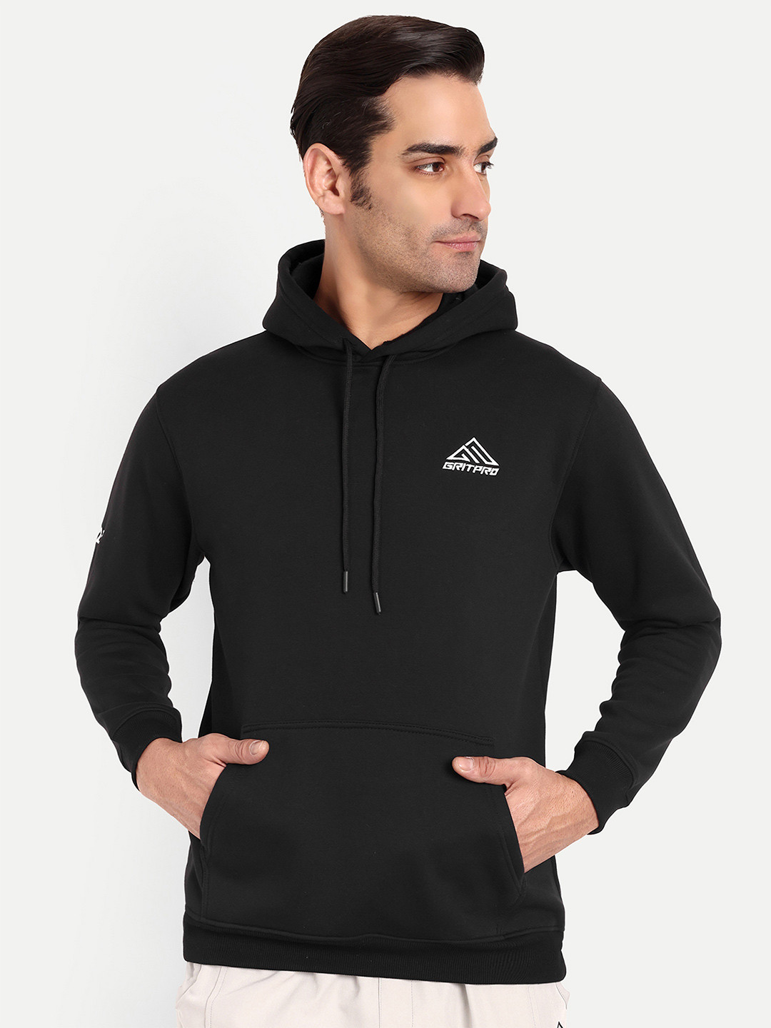 GRITPRO Men Logo Print Hooded Sweatshirt
