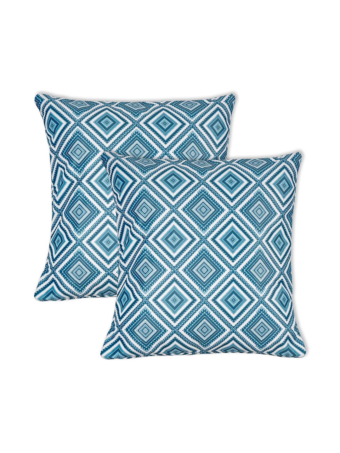 DREAMY URBAN Green Set of 2 Geometric Square Cushion Covers