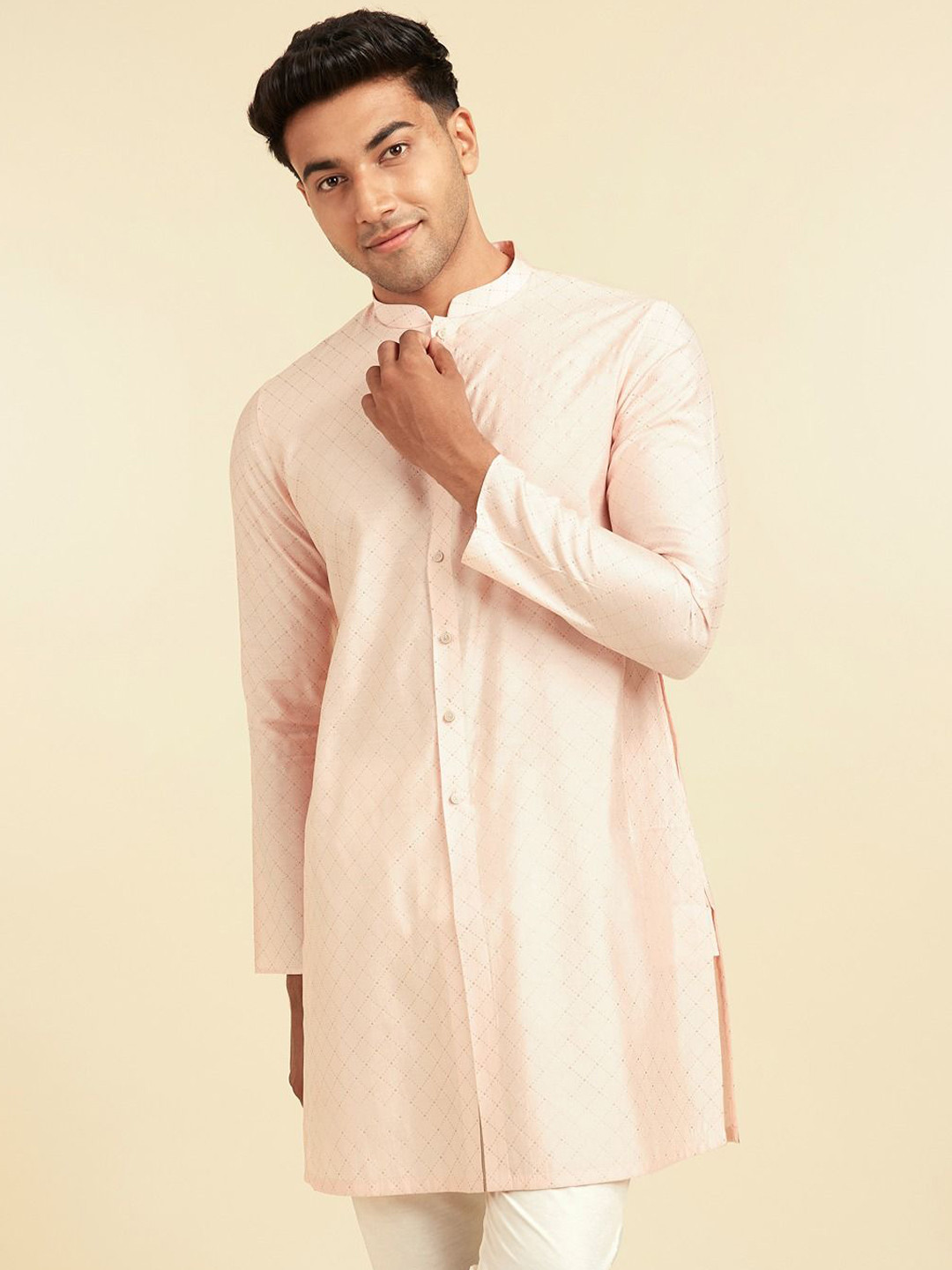 Diwas by Manyavar Men Checked Kurta with Pyjama