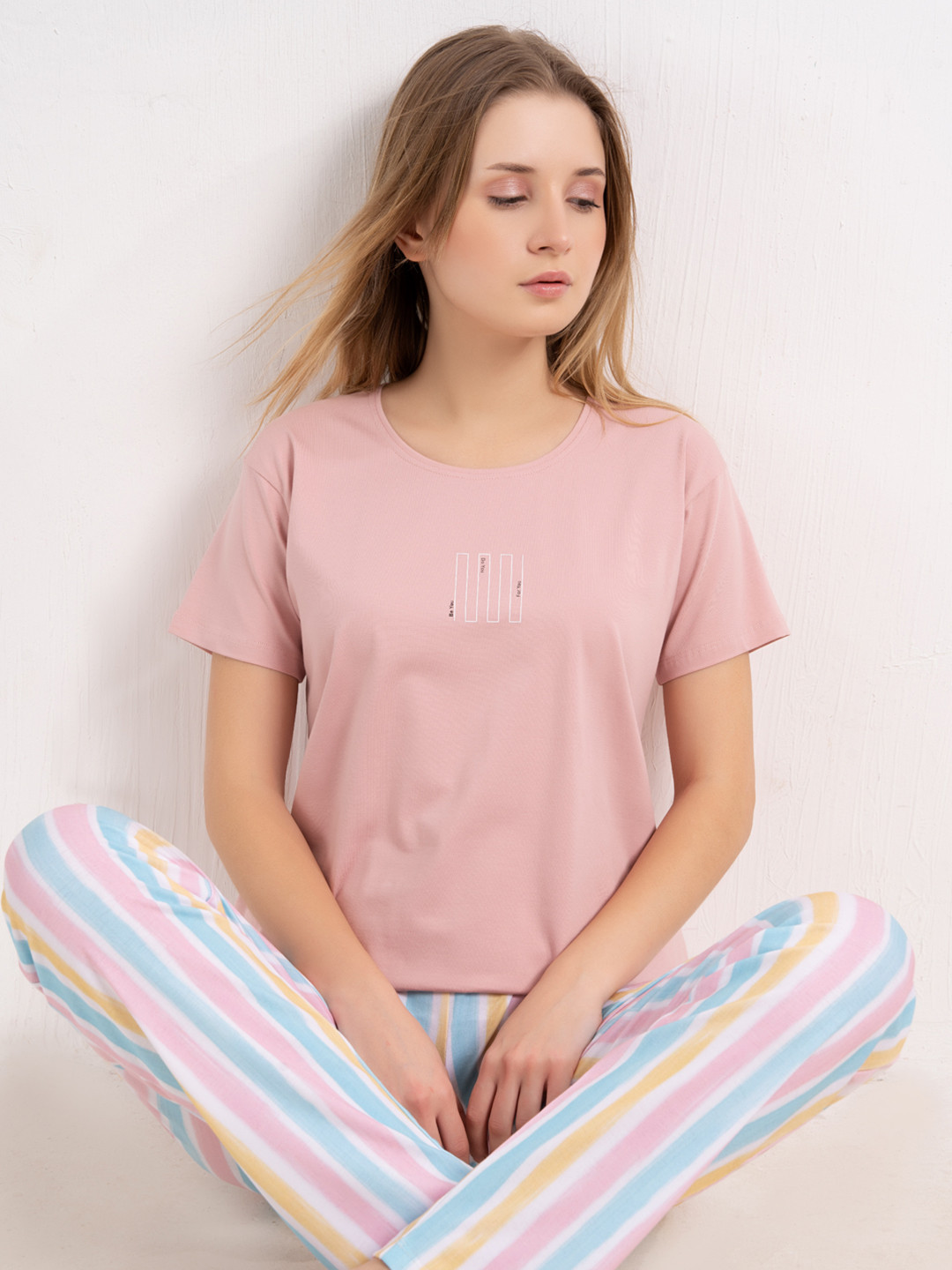 L&M Leisure and Moods Abstract Printed Cotton T-shirt And Pyjamas