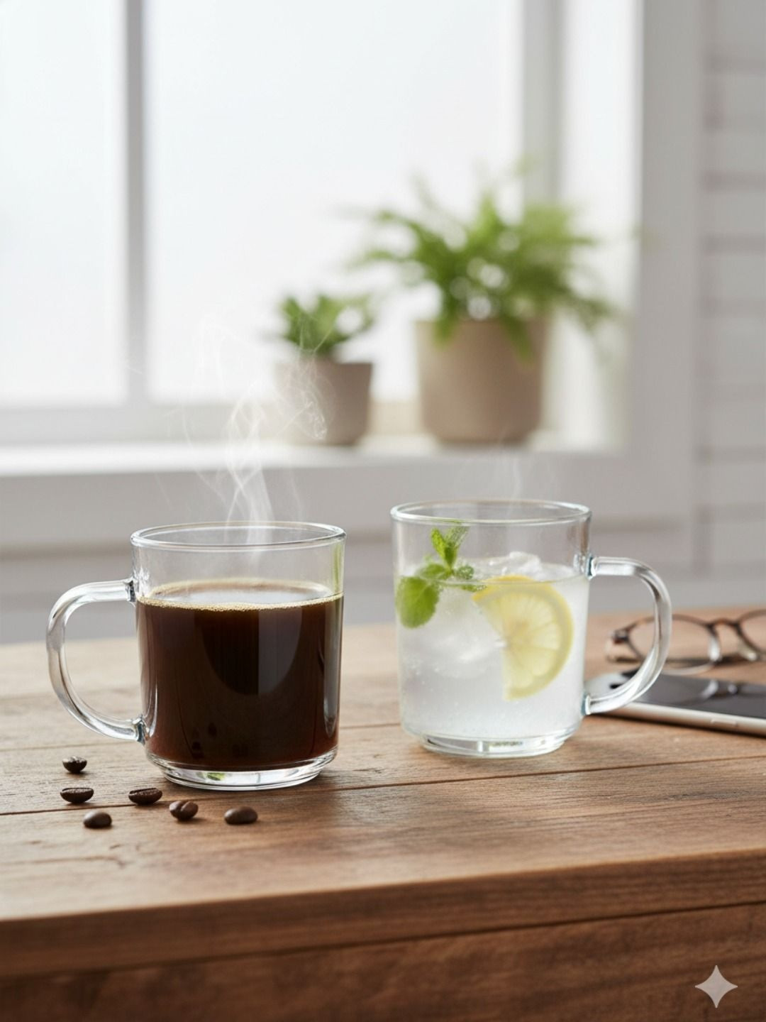 RUHANI HOMES Set of 6 Transparent Solid Glass Cups and Mugs