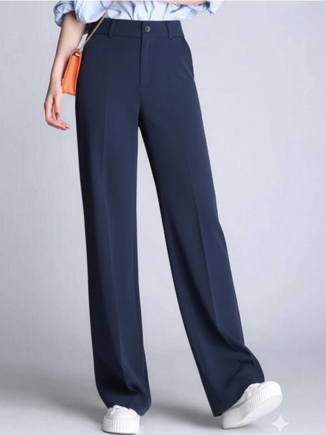 Next One Women Smart Straight Fit High-Rise Easy Wash Pleated Trousers