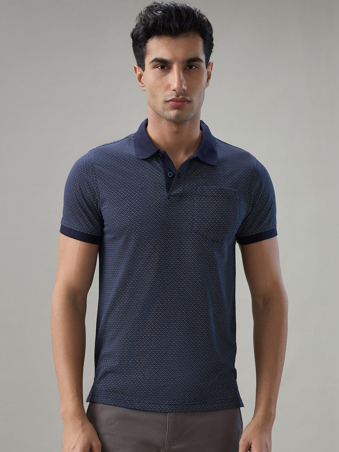 ColorPlus Men Printed Polo Collar Pockets T-shirt
