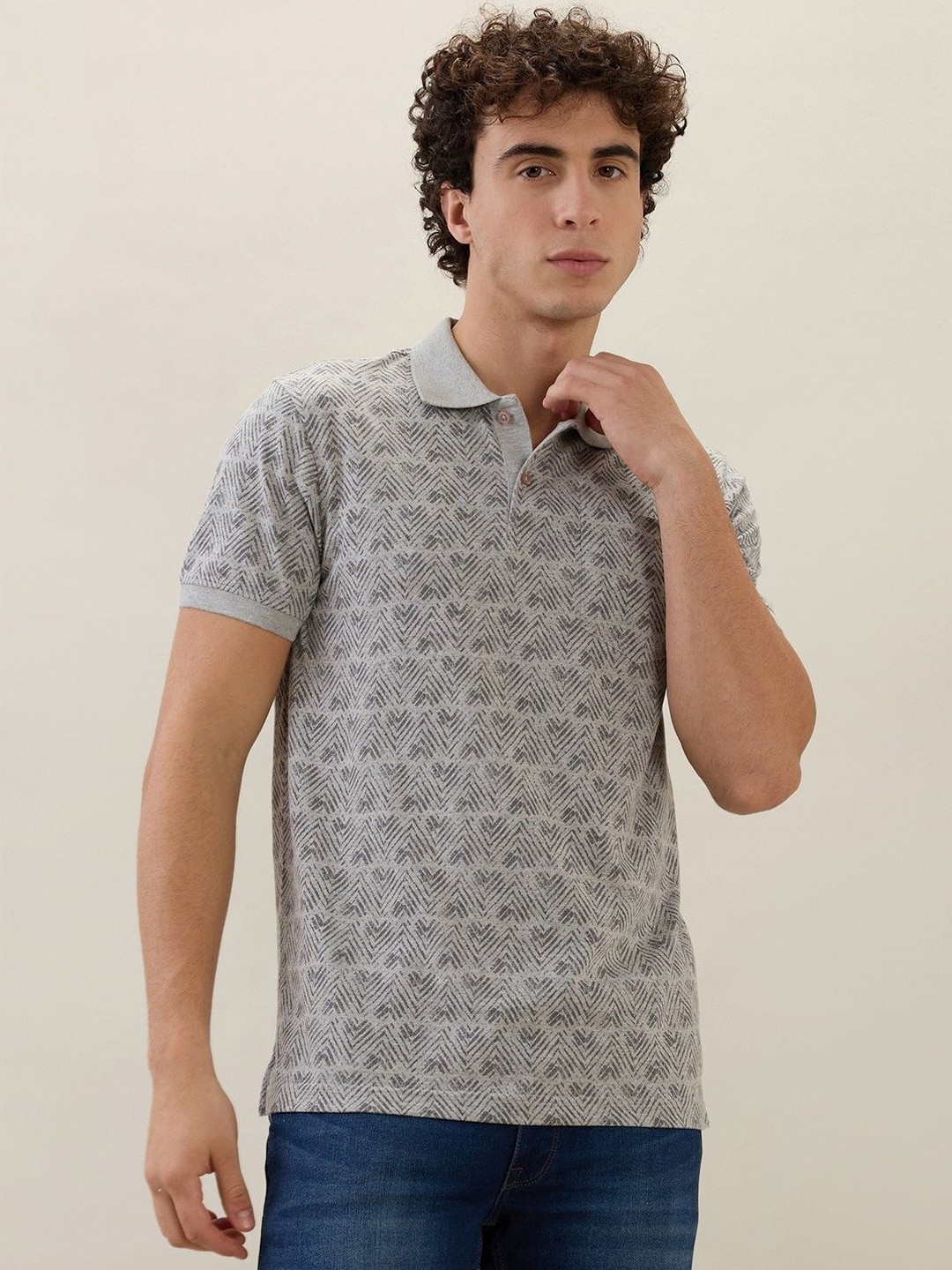 ColorPlus Men Printed Polo Collar T-shirt