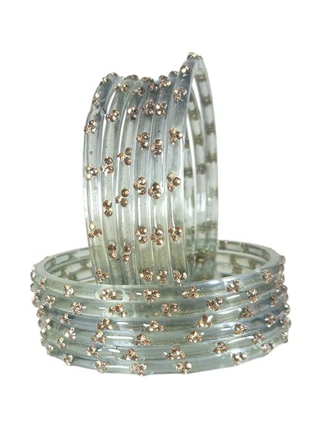 AMITFASHION Set Of 12 Zircon-Studded Kashmiri Bangless