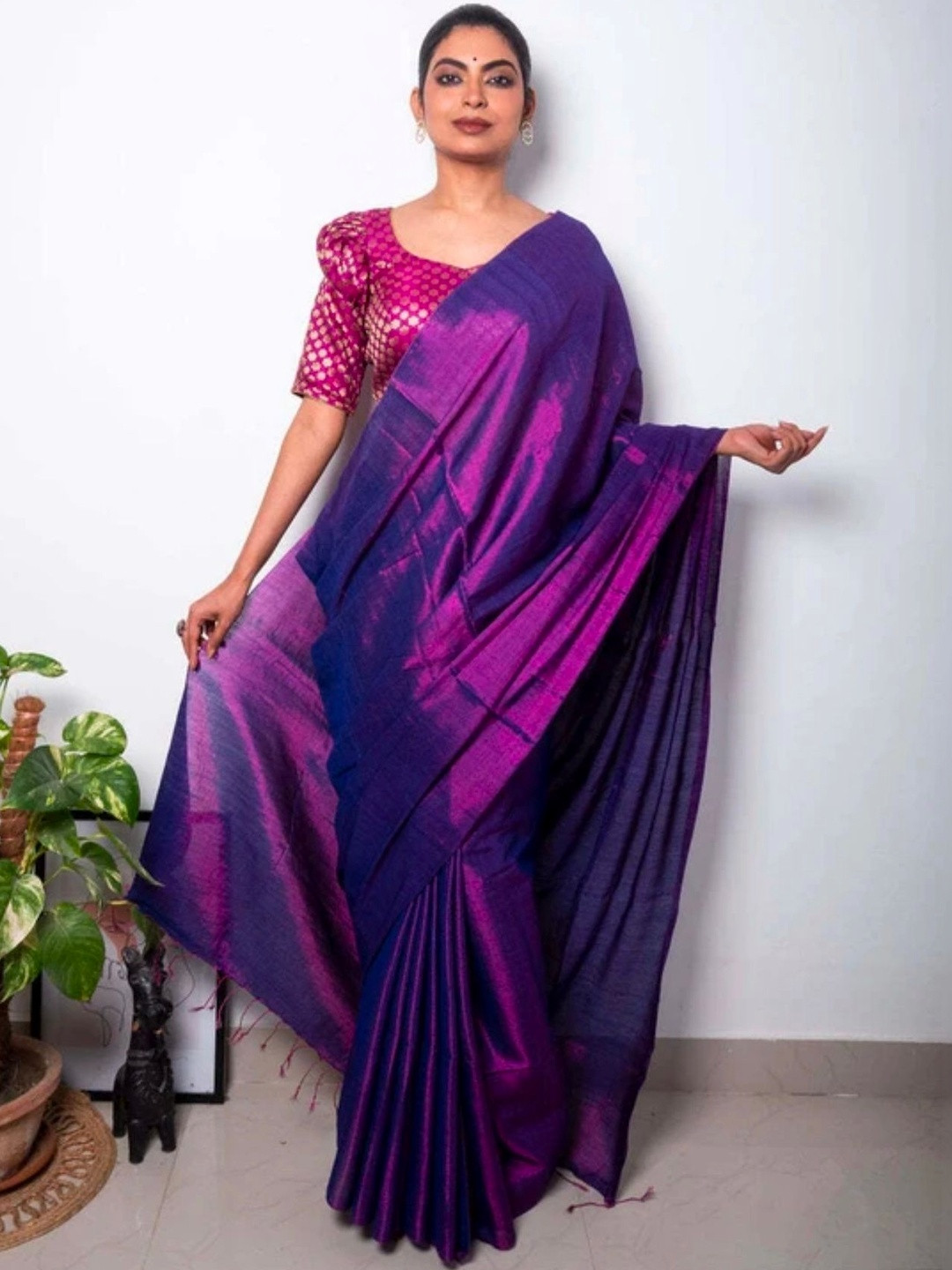SHYAMALI BOUTIQUE Woven Design Tissue Block Print Saree