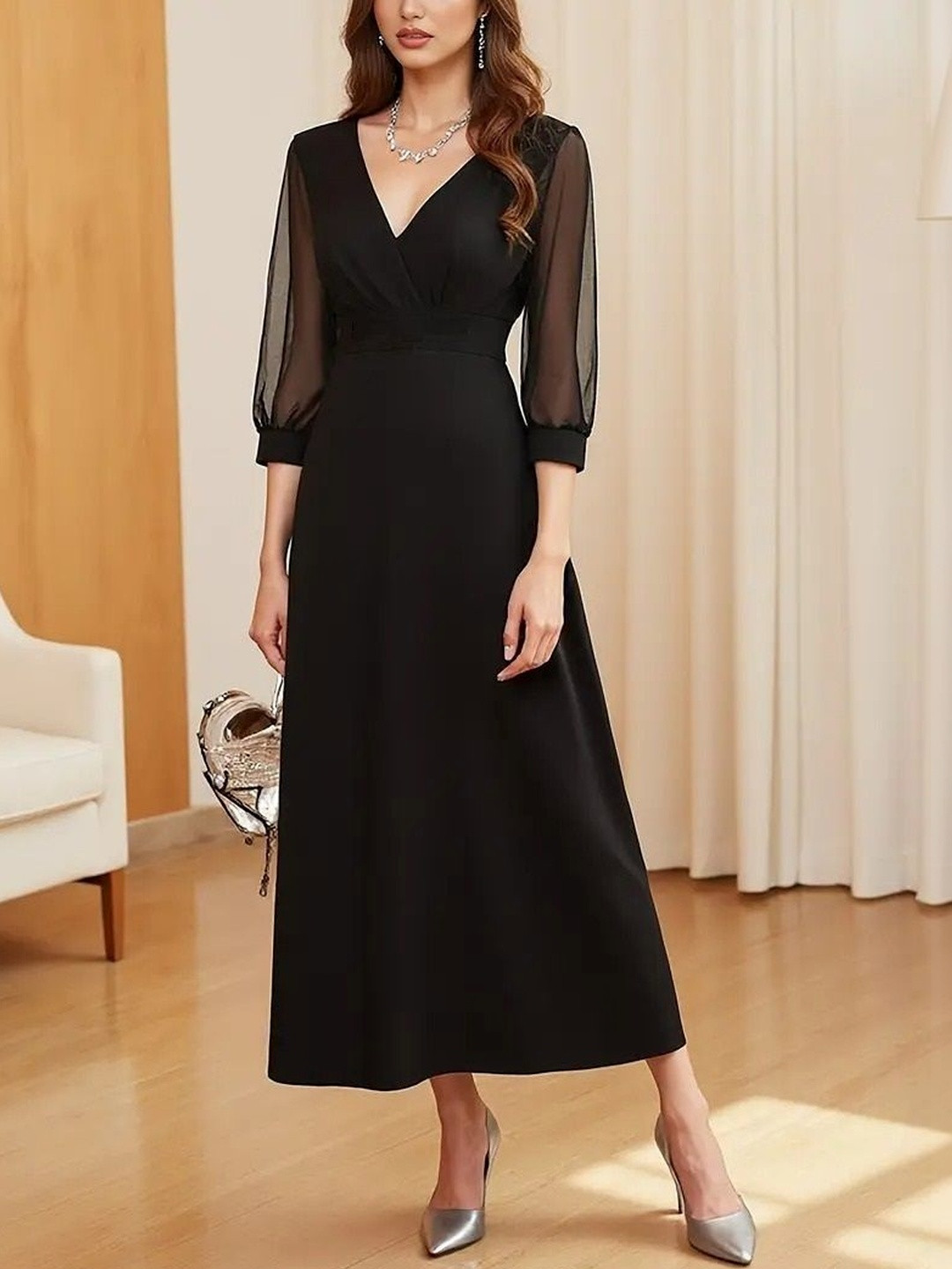 SHYAM SUNDARI Fit & Flare Midi Dress