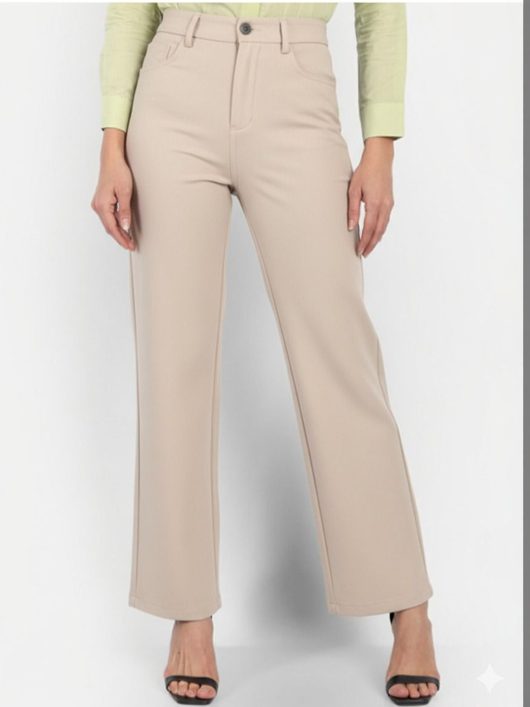 BROADSTAR Women Smart Straight Fit High-Rise Easy Wash Trousers