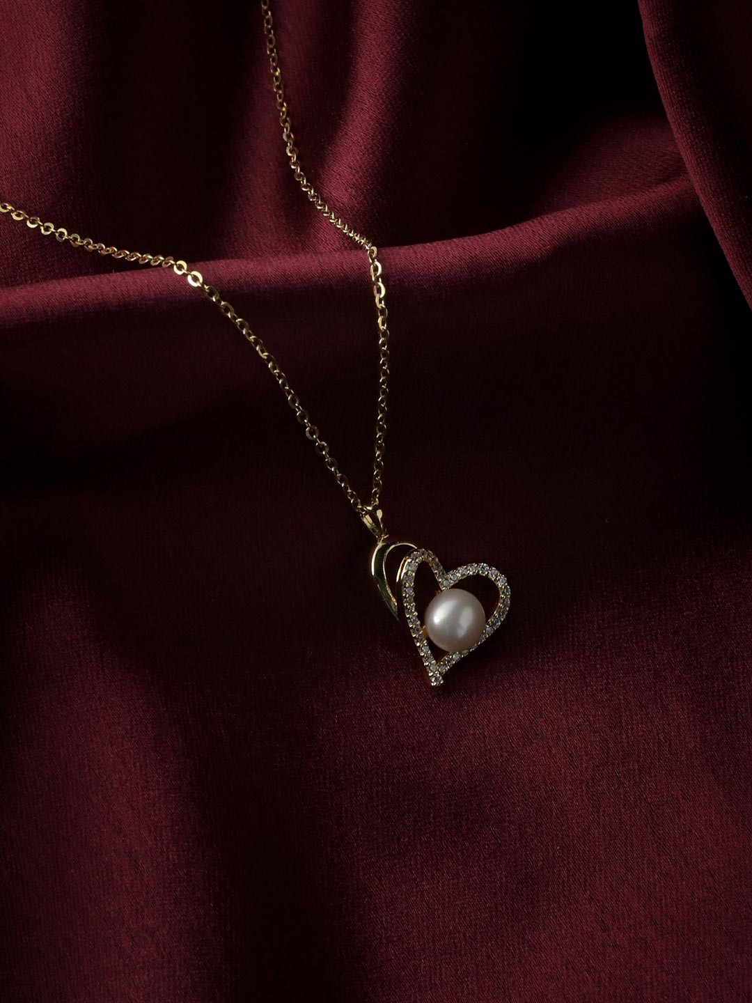 Impression jewellery Women 925 Sterling Silver Eternal Pearl Heart Necklace