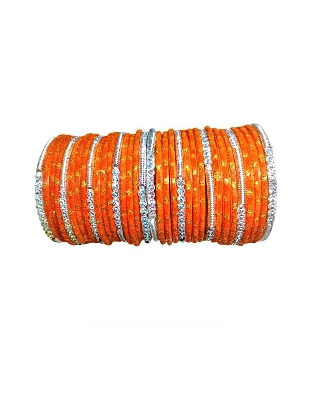 Adiba Fashion Factory Orange Glass Artificial Stones Bangles