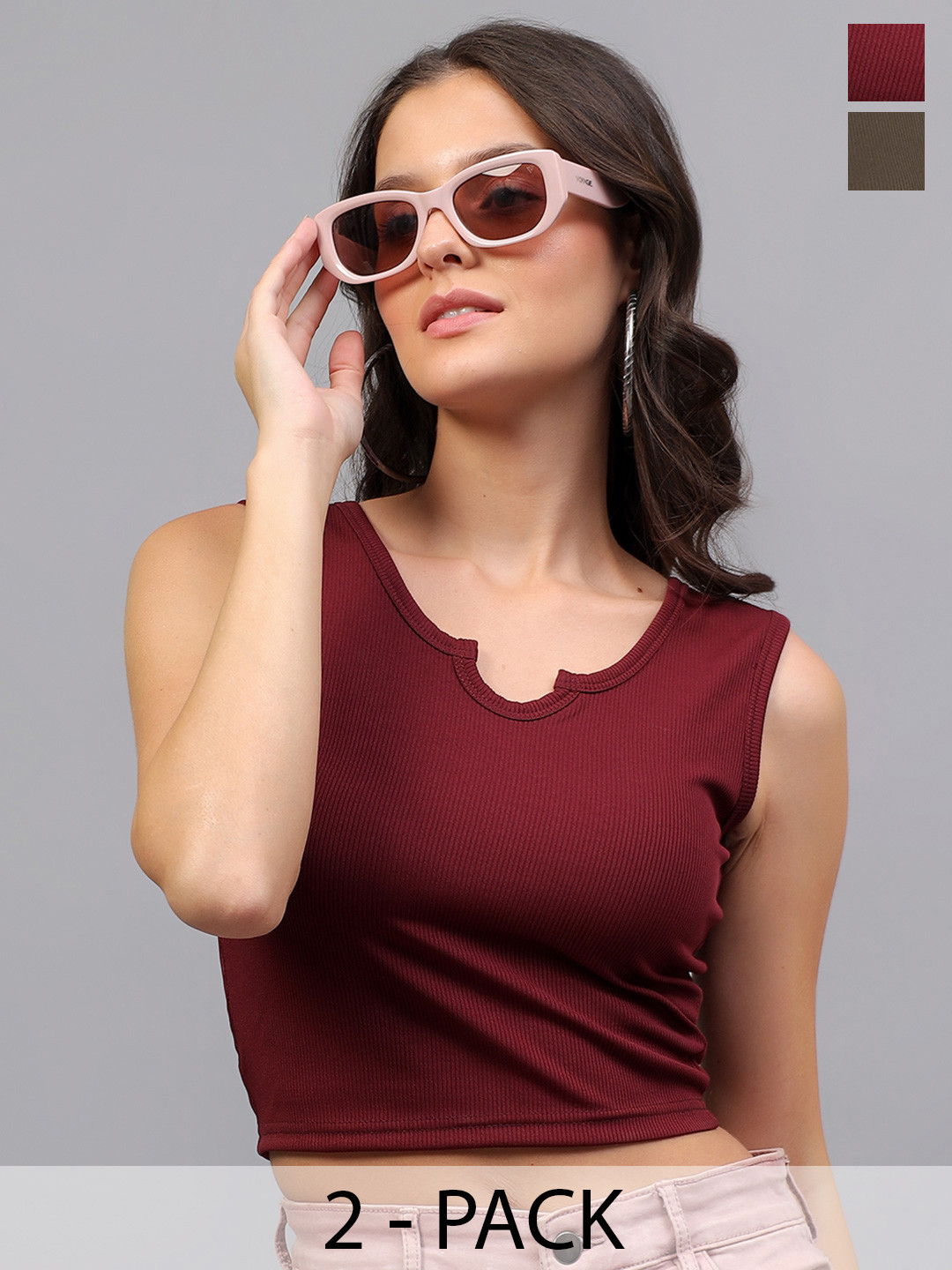 DIAZ Women's Solid Halter Neck Cotton Crop Top