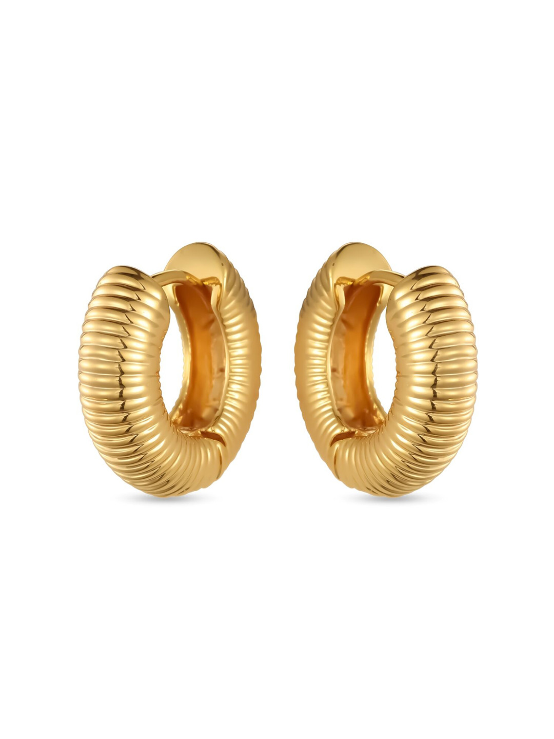 Sucra Women 14Kt Real Gold Plated Dazzle Curved Huggie Earrings