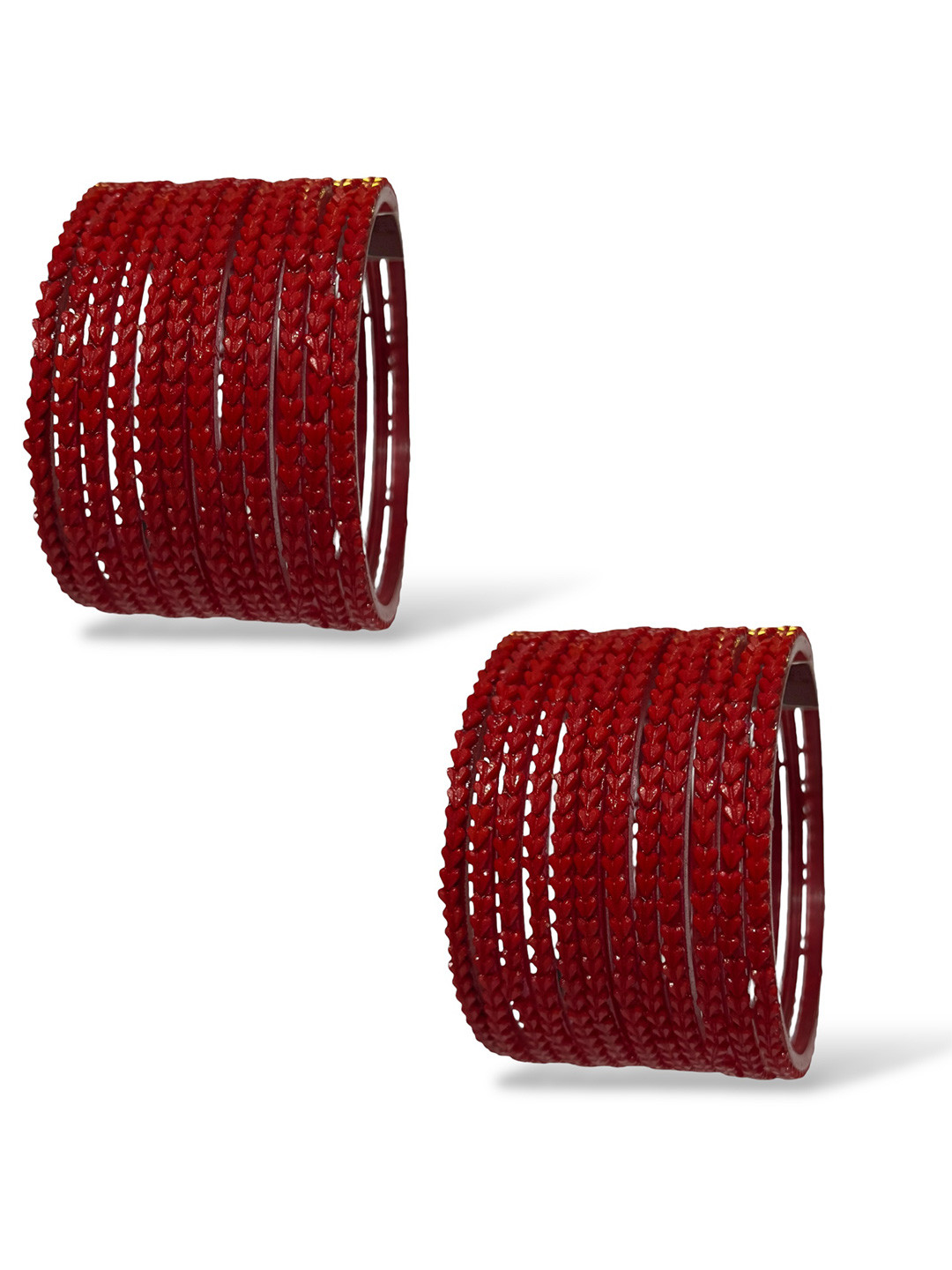 PRIYA KANGAN Set Of 2 Red Glass Artificial Beads Bangle