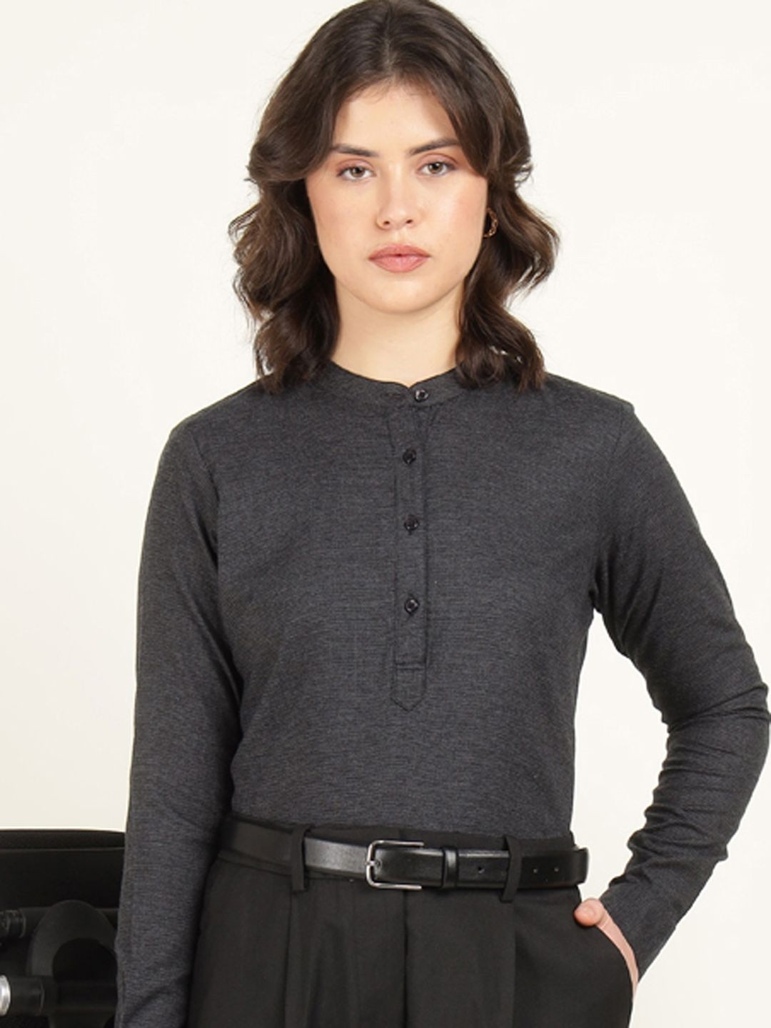 Hancock Women Houndstooth Flannel Weave Organic Cotton Formal Top