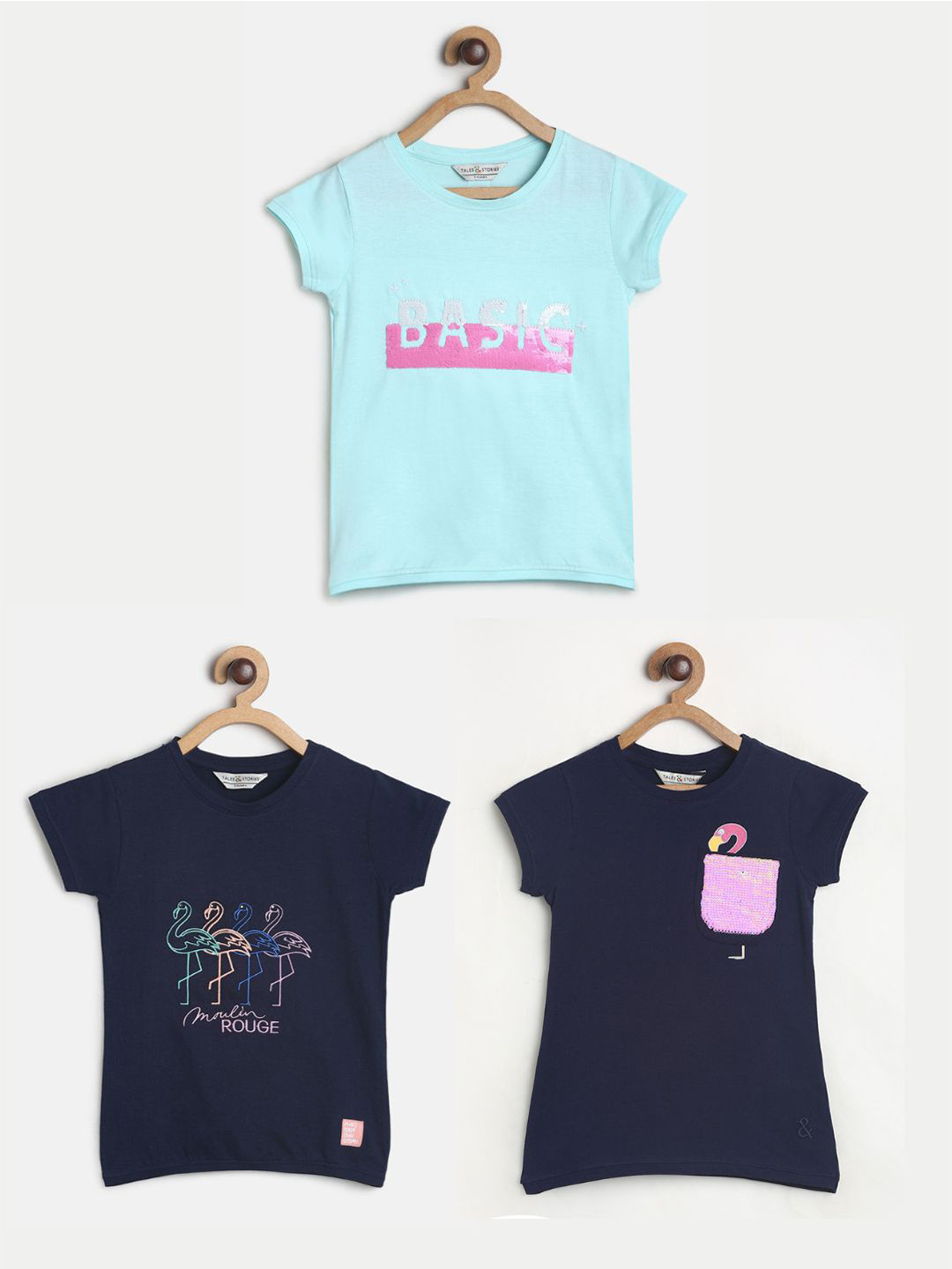 TALES & STORIES Girls 3Pc Printed T-shirt