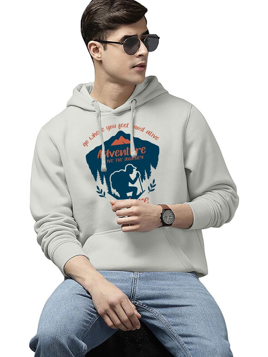 WOOSTRO Men Printed Hooded Sweatshirt