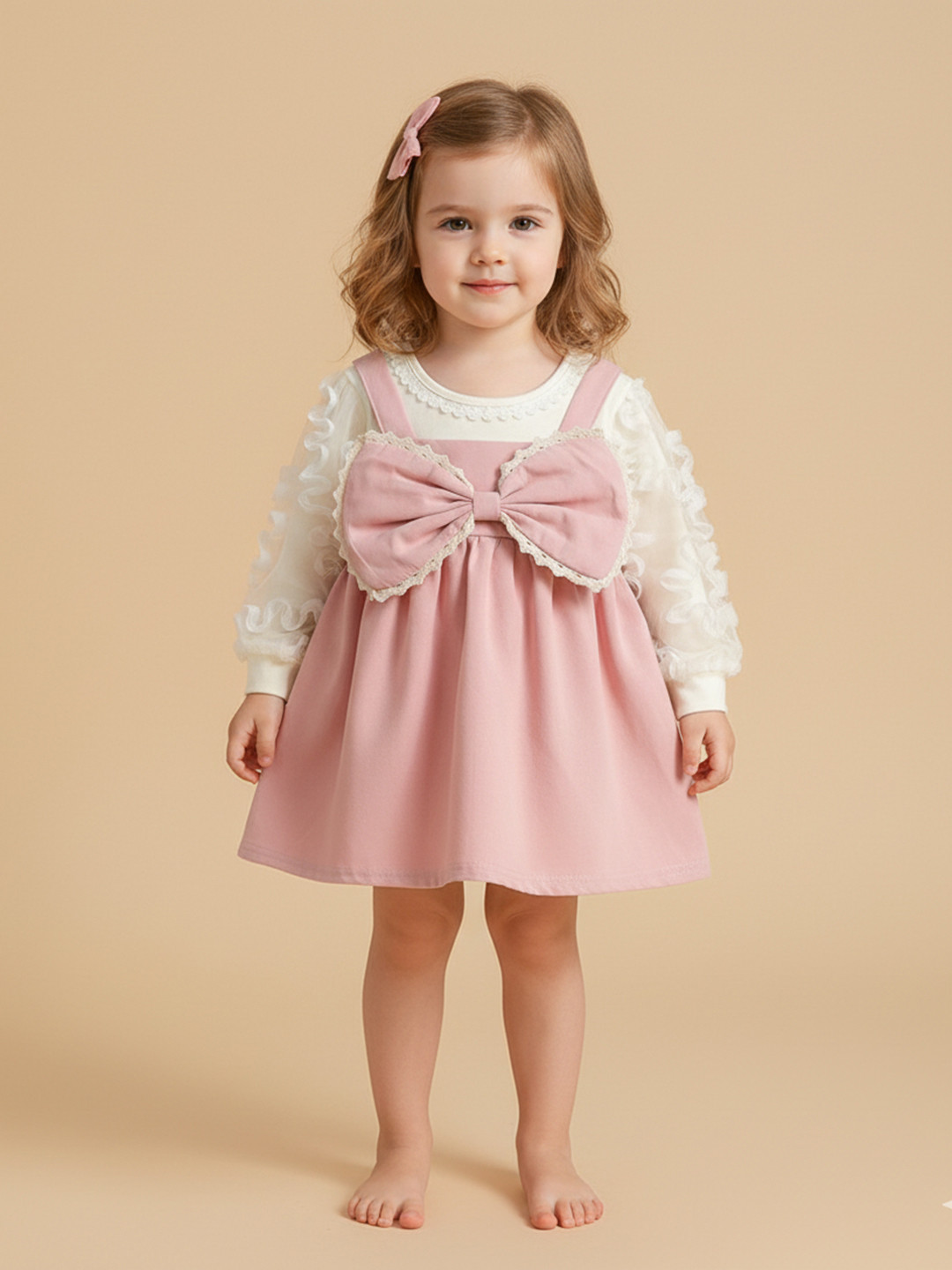 YK Girls Pack of 2 Self Design Pinafore Dress