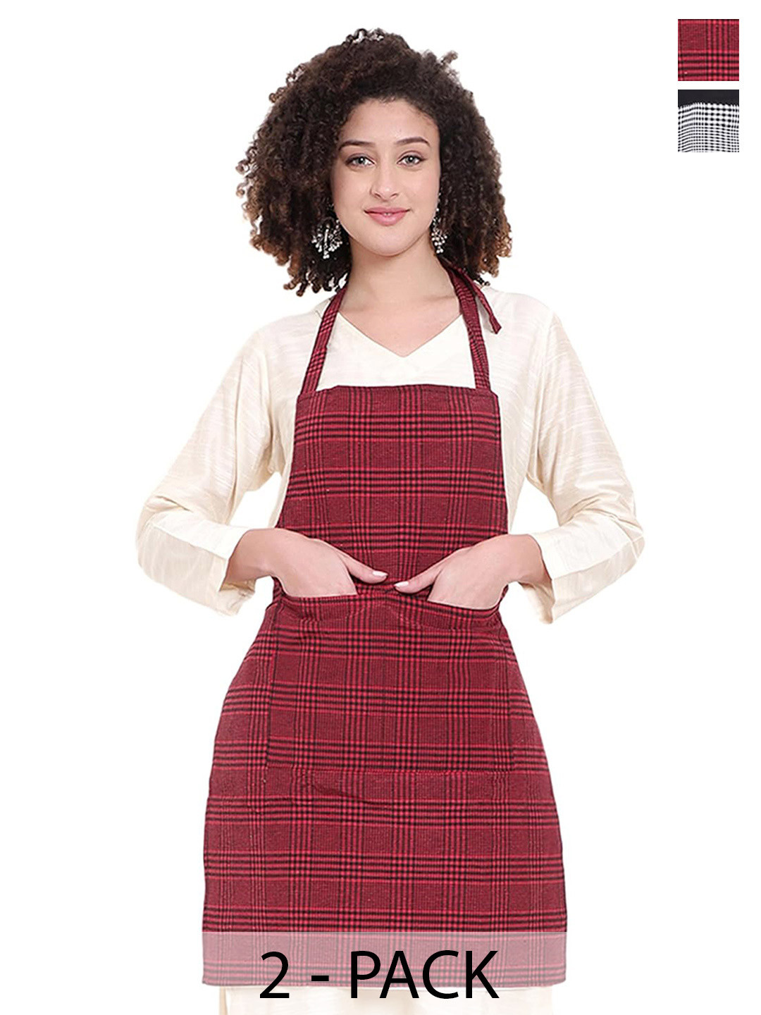 DESNUDA Pack of 2 Long Neck Adjustable Strap Aprons