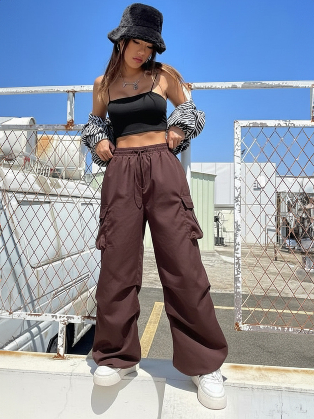 ORIEX THE ORIGINAL FASHION Relaxed Straight Leg Loose Fit High-Rise Easy Wash Trousers