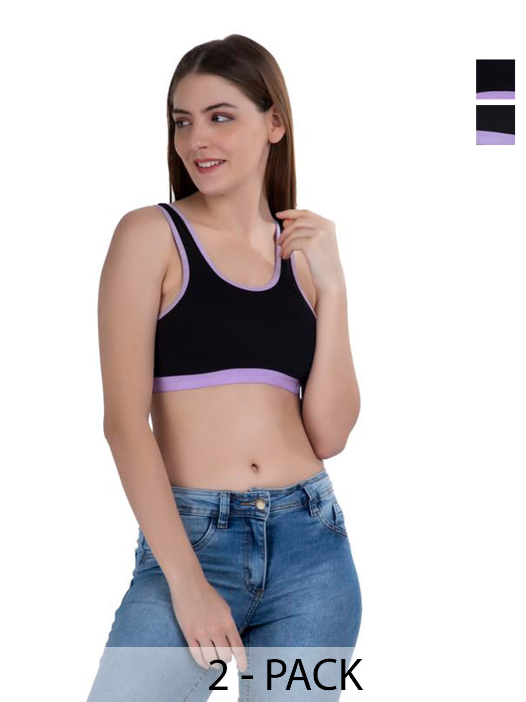 FEMULA Women Pack of 2 Stretch Cotton Sports Bra