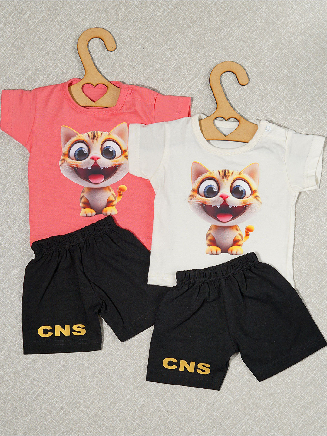 CRAZE N STITCH Boys Pack of 2 Animal Graphic Printed T-shirt with Shorts