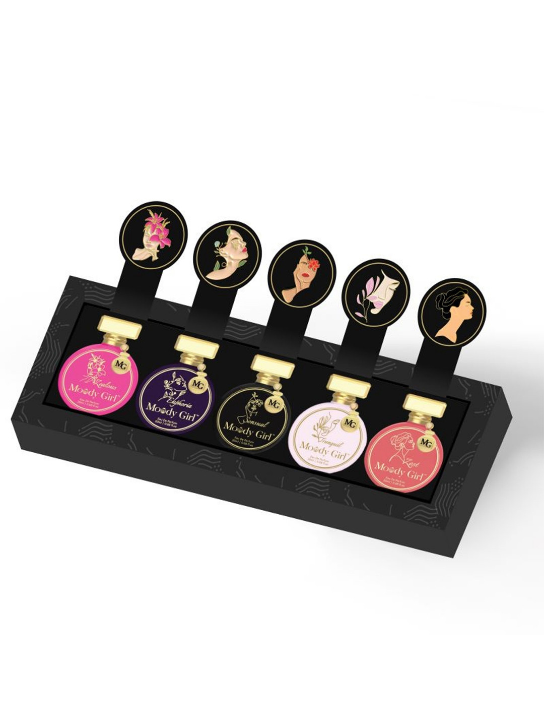Moody Girl Set Of 5 Zealous Euphoria Sensual Tranquil & Zest Long Lasting EDP - 20 ml Each