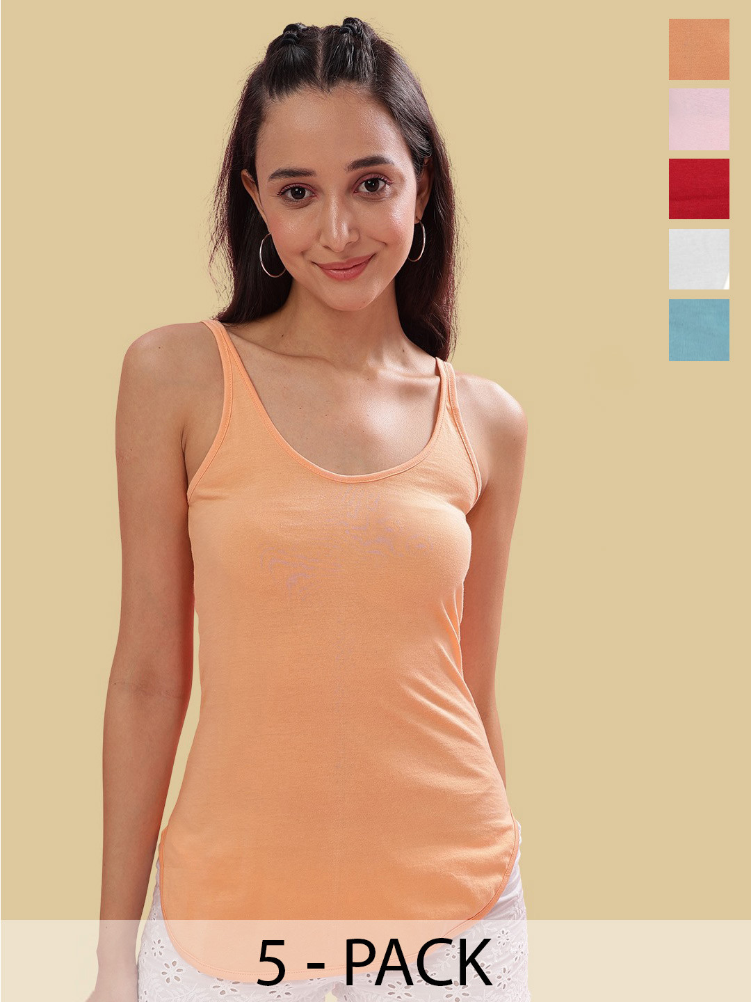 Dollar Missy Women Pace Of 5 Cotton Non Padded Camisoles