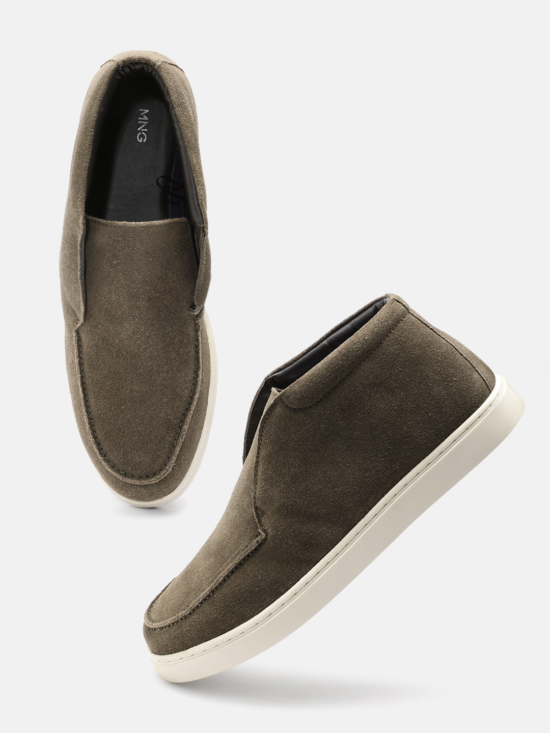 MANGO MAN Suede Ankle Slip-On Sneakers