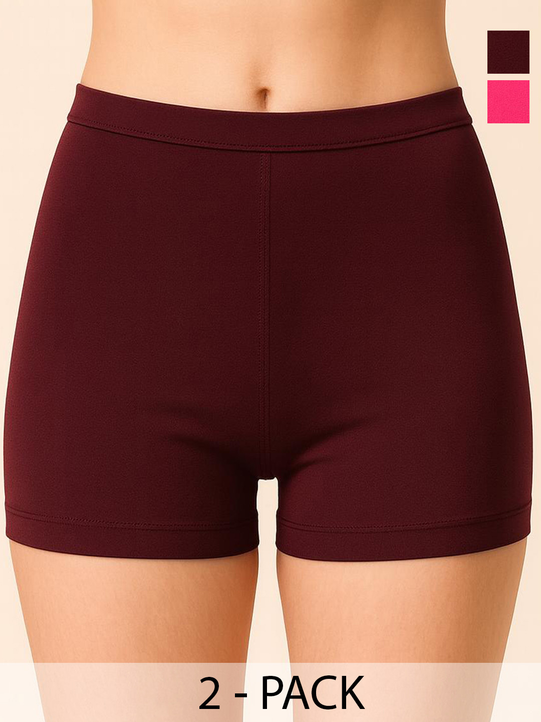 UllasPemium Women Pack of 2 Purple & Pink Cotton High Coverage Waistband Stretch Briefs