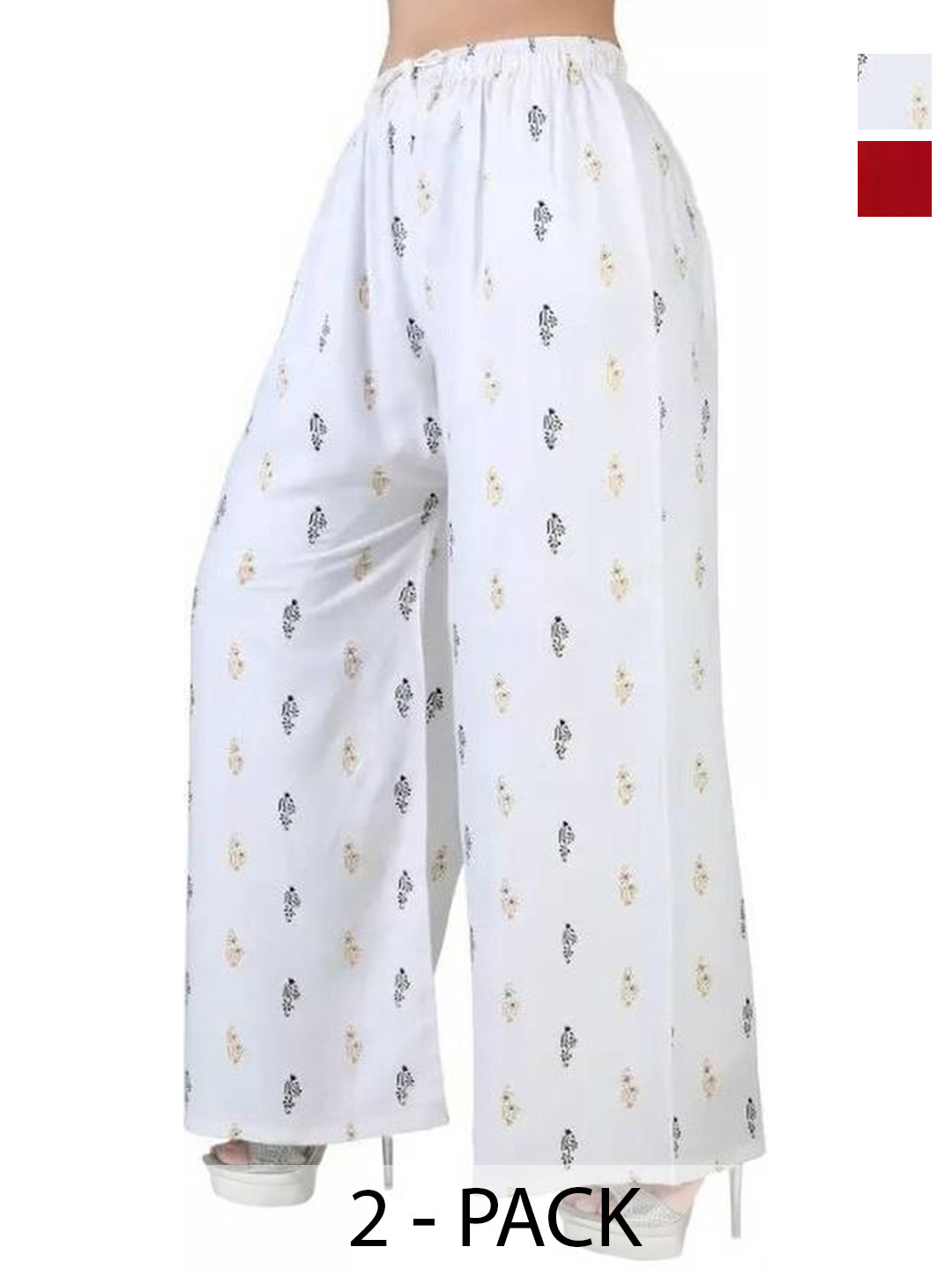 KIROTO Women Pack Of 2 Ethnic Motifs Printed Palazzos