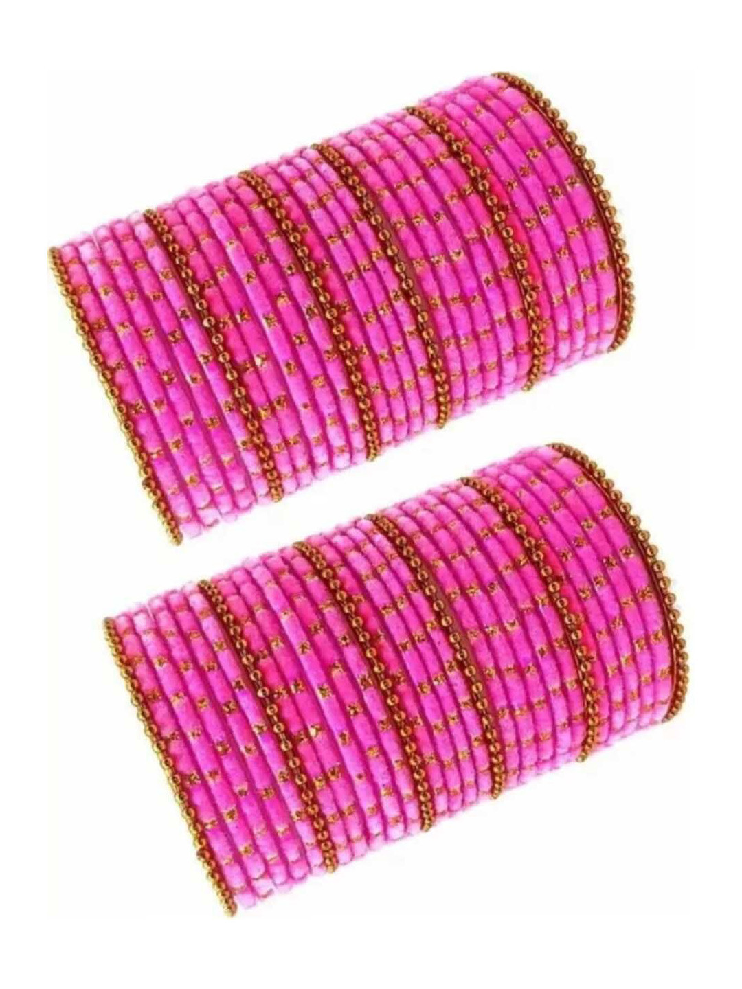 THE BLAZZE Set Of 60 Pink Glass Artificial Stones Bangles