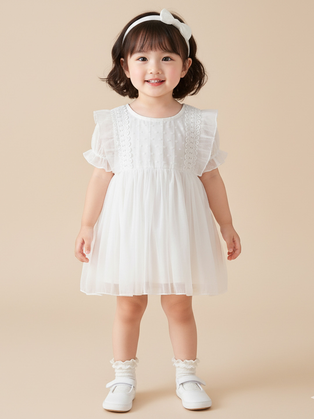 YK Girls Pack of 2 Lace Self Design Fit & Flare Dress