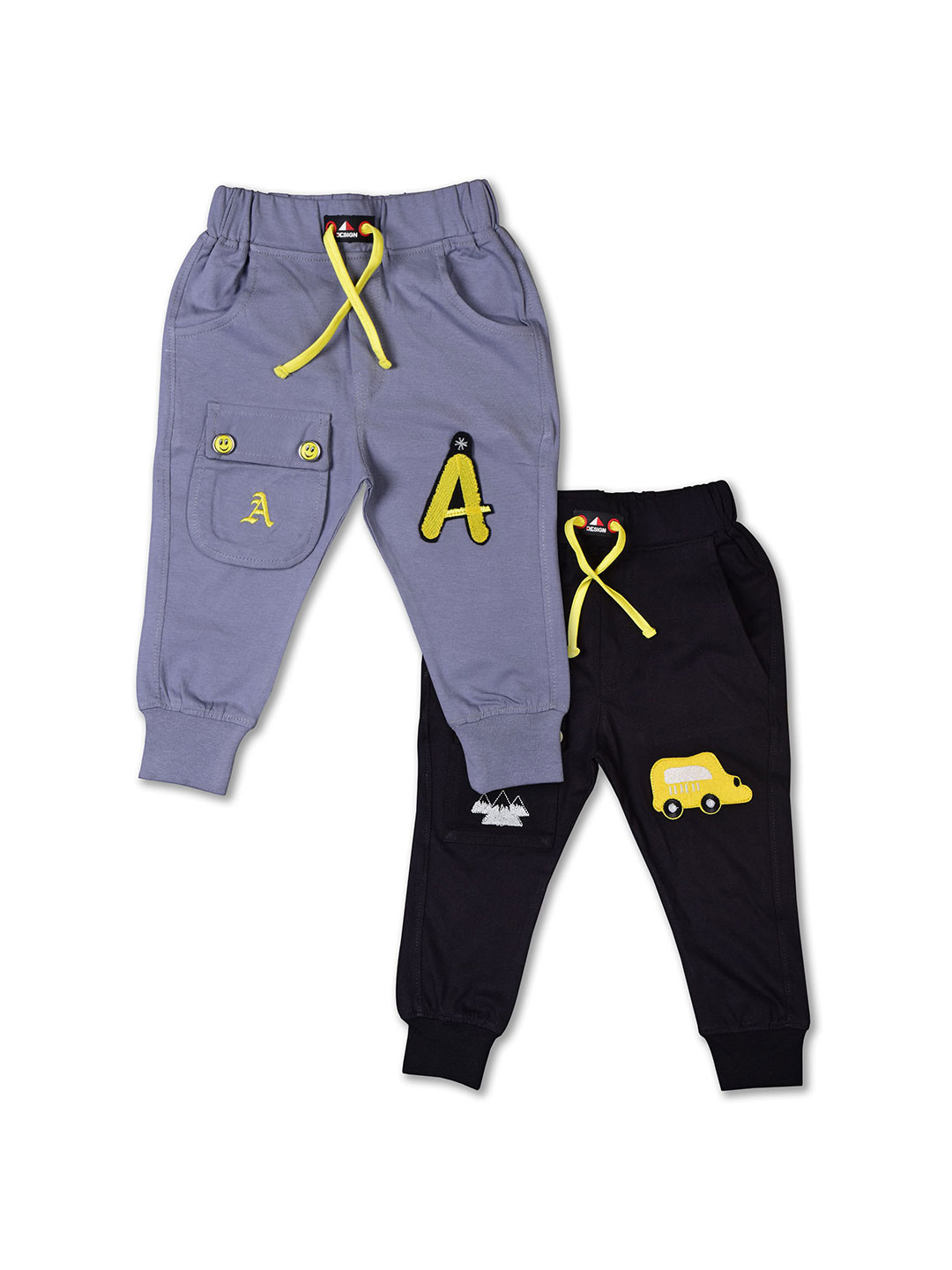 WORTON FASHION Boys Pack Of 2 Cotton Regular Fit Joggers Drawstring Track Pants