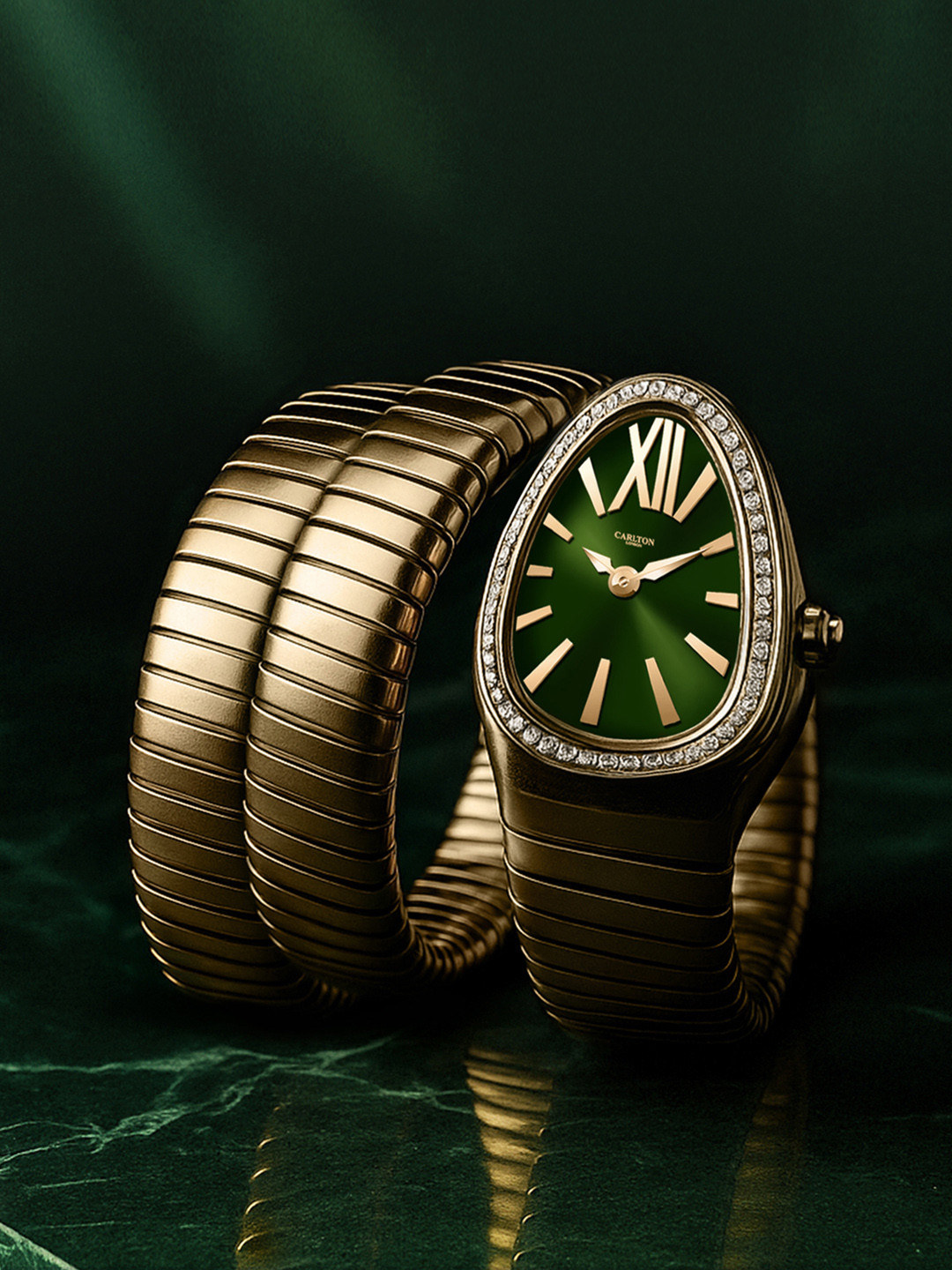 Carlton London Women Dial & Stainless Steel Bracelet Style Straps Analogue Watch CLW-SNK-A3GN