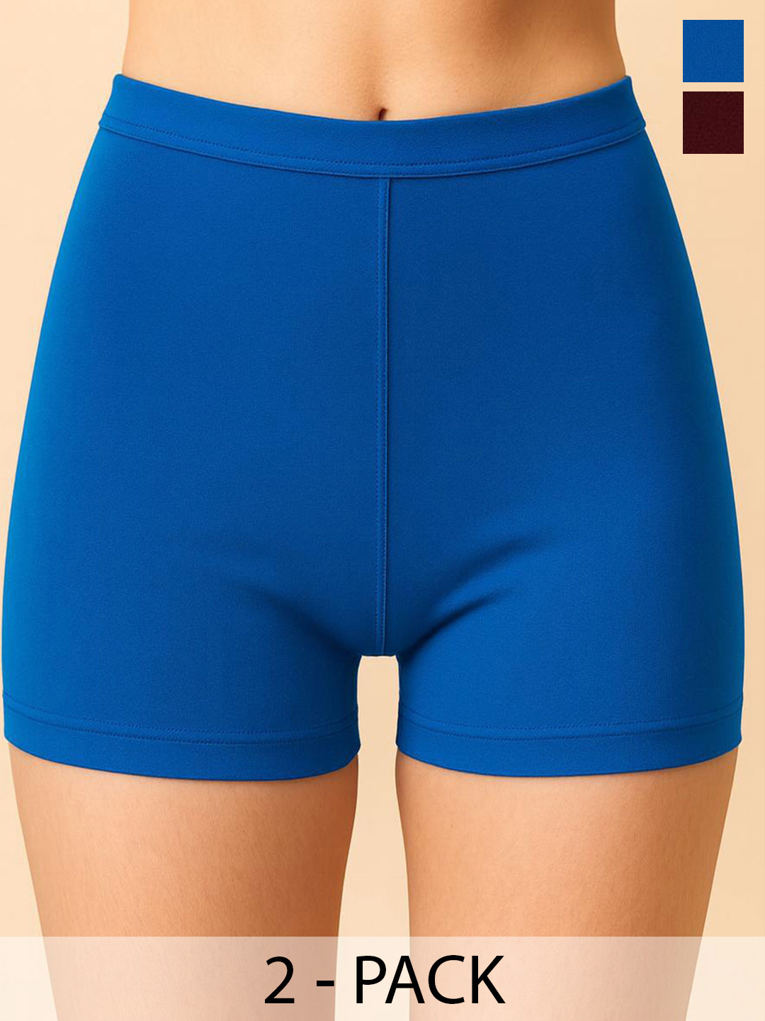 UllasPemium Set Of 2 Purple & Blue High Coverage Cotton Concealed Waistband Stretch Briefs