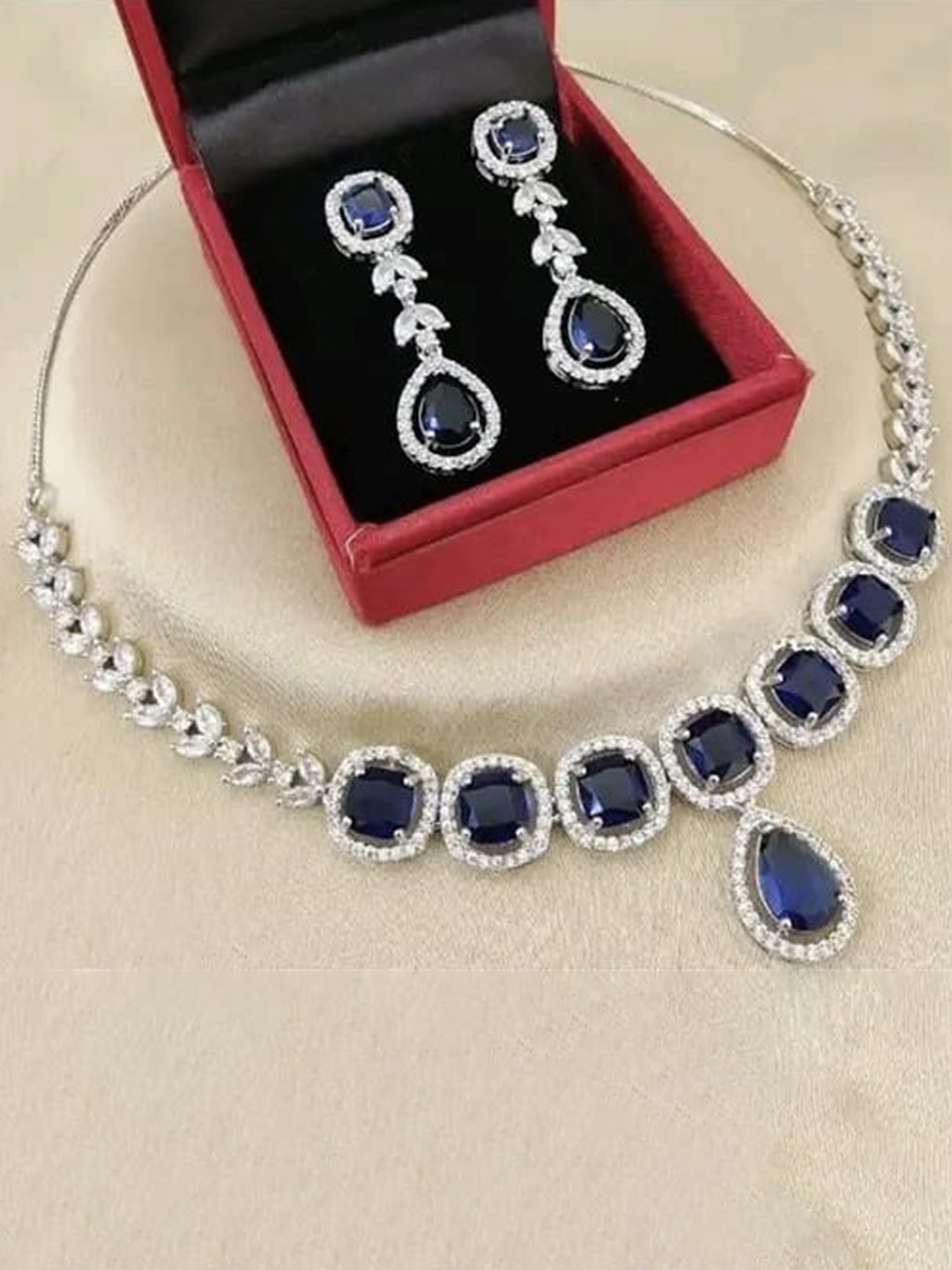 FANCY KF Silver-Plated Artificial Stones & Beads Jewellery Set