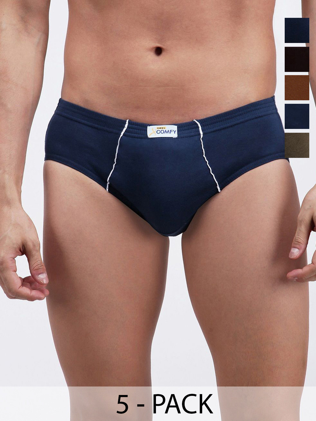 AMUL COMFY Pack of 5 Low Rise Pure Cotton Briefs Comfy-Brief-IE_5