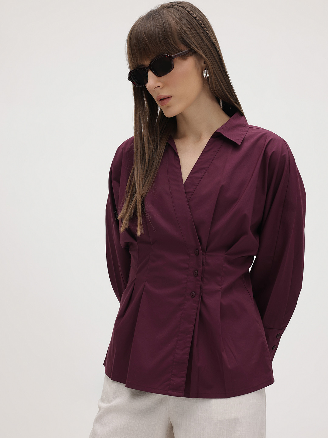 The Roadster Life Co. Pure Cotton Pleated Classic Casual Shirt