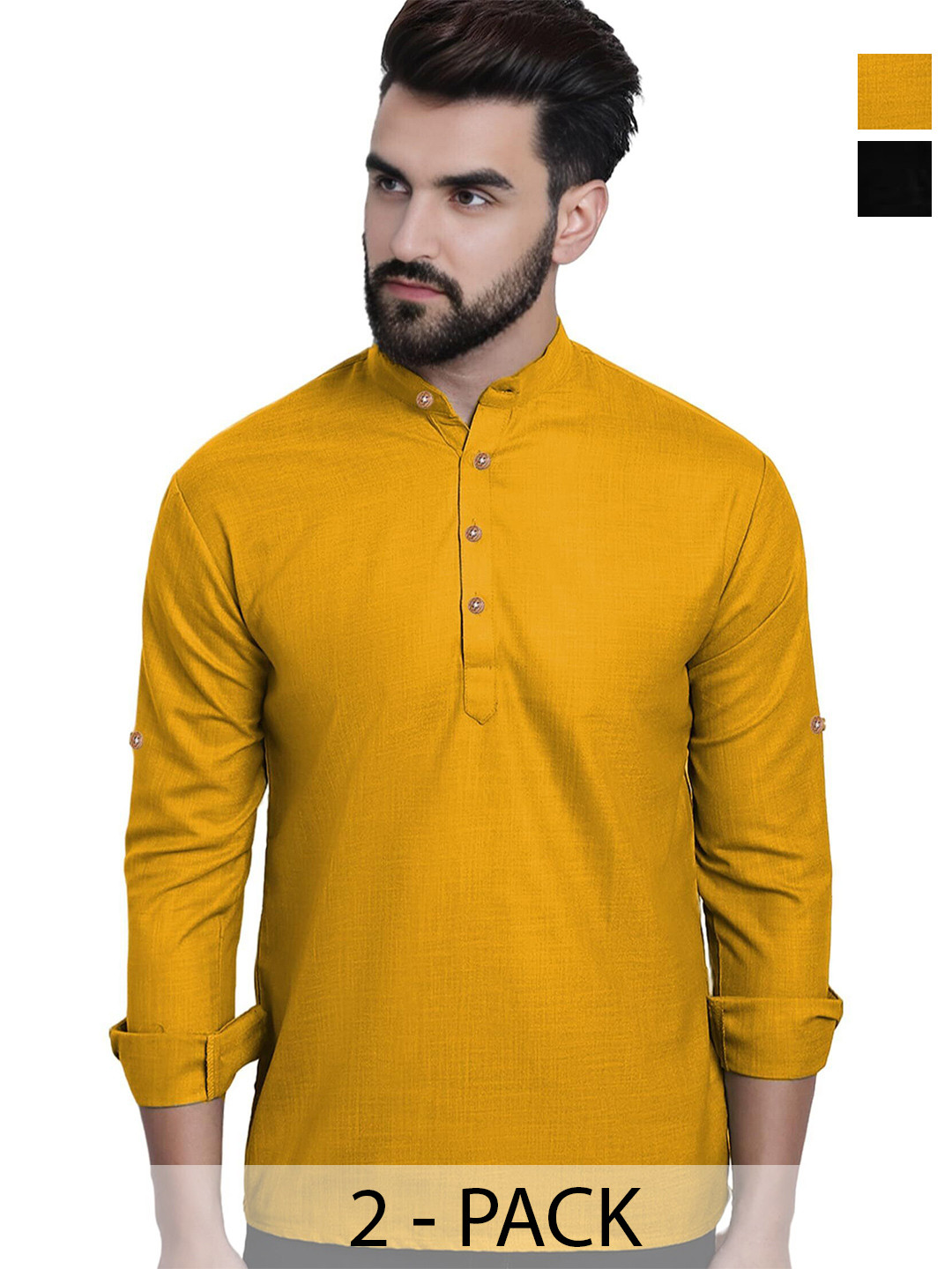Edin Cotton Mandarin Collar Straight Kurtas