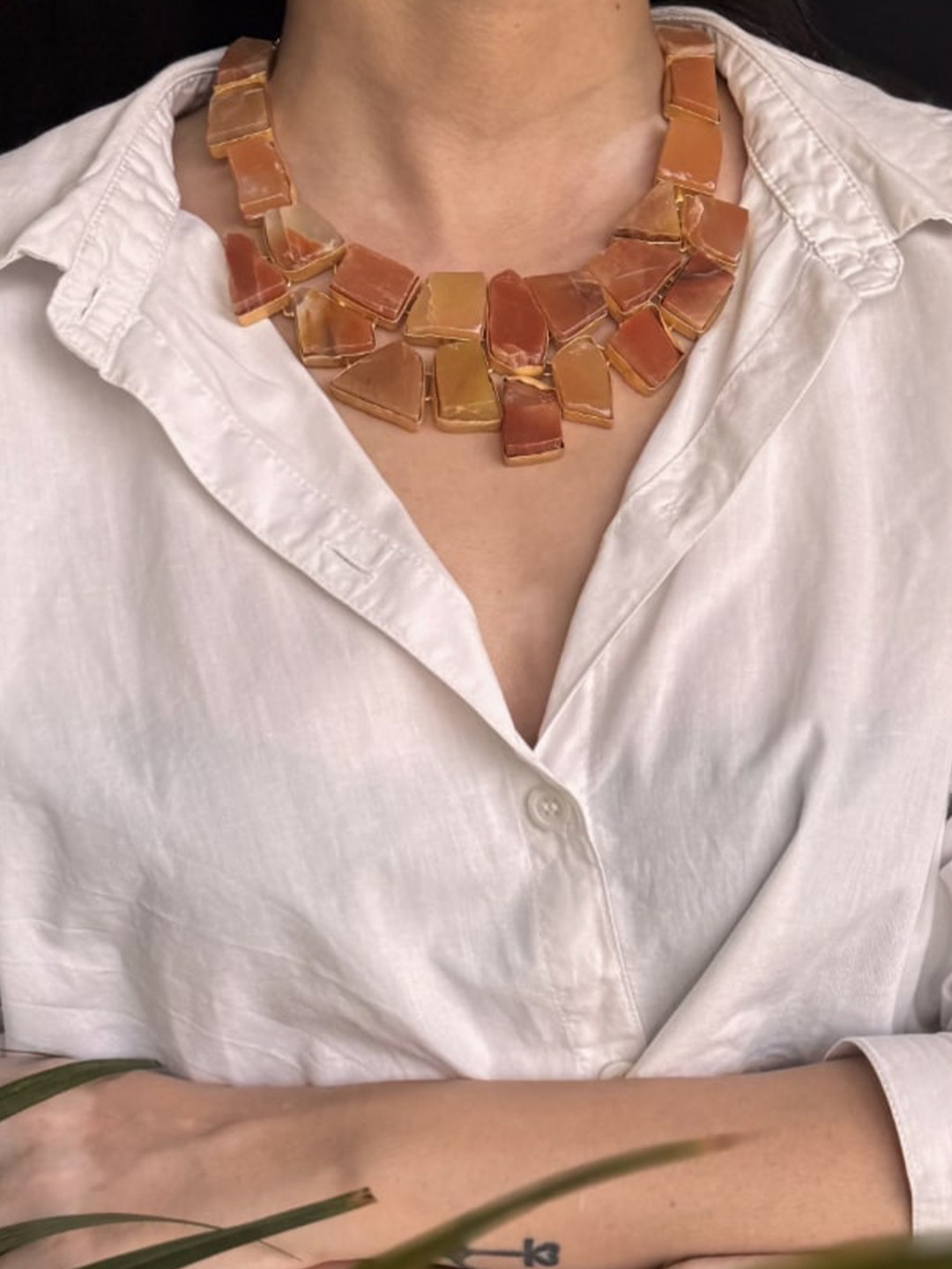 Janpath Online Brass Gold-Plated Aurorafold Nest Of Stone Necklace