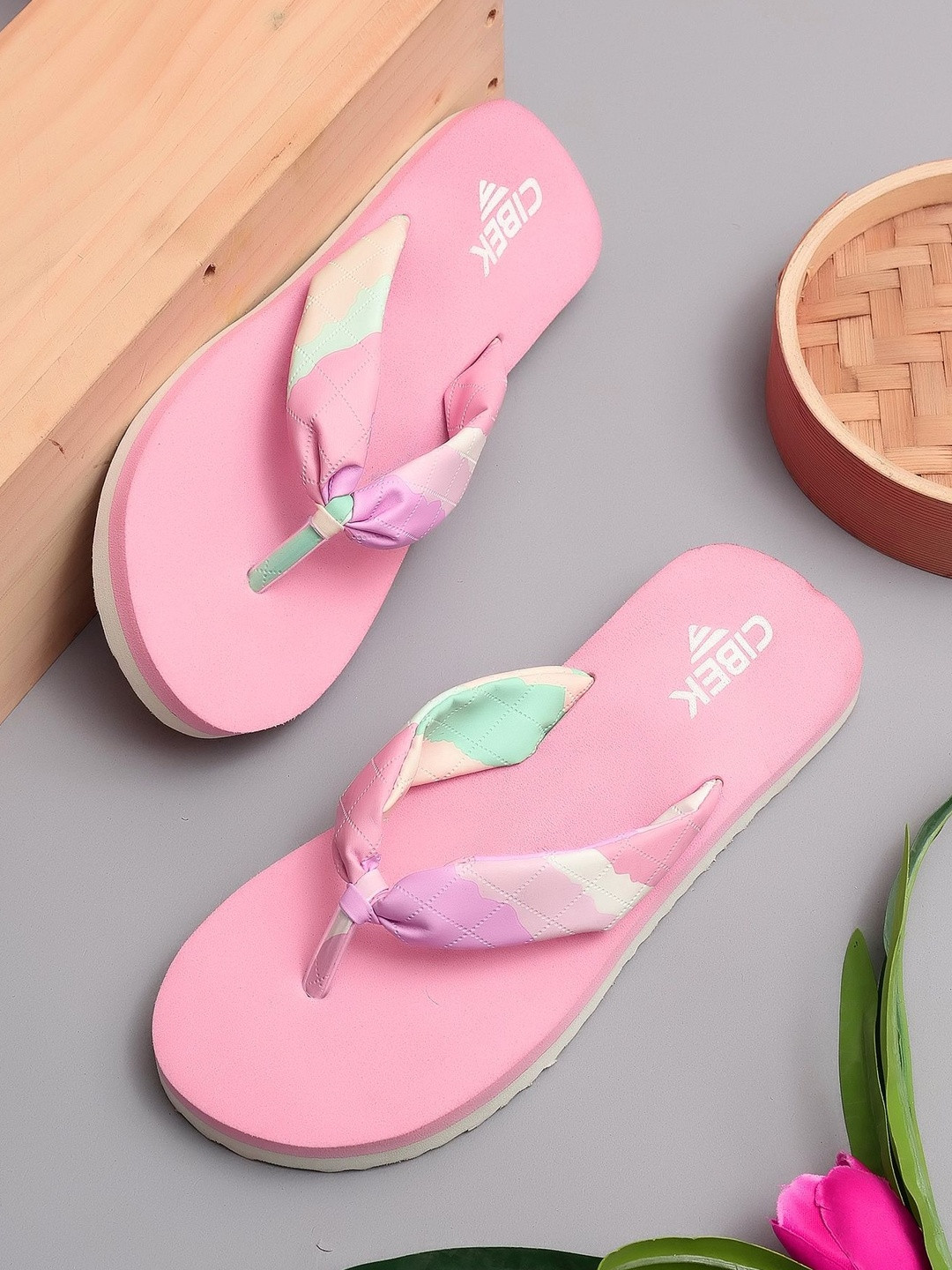 CIBEK Women Colourblocked Thong Flip-Flops