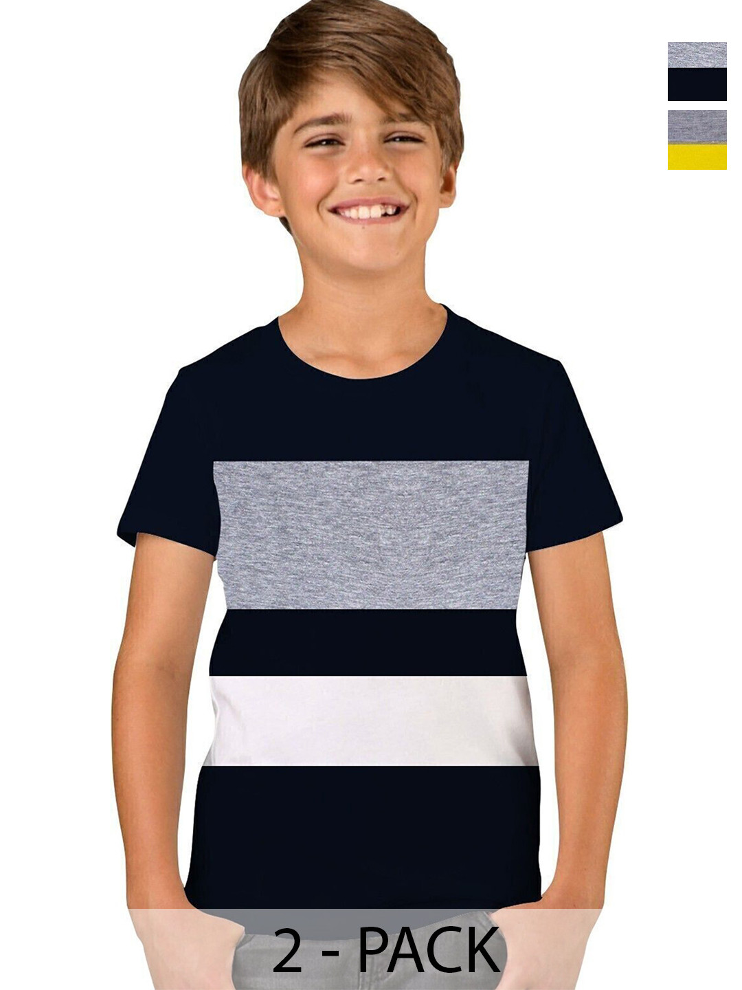 Luke & Lilly Boys Multi Pack Of 2 Pure Cotton Colourblocked T-shirts