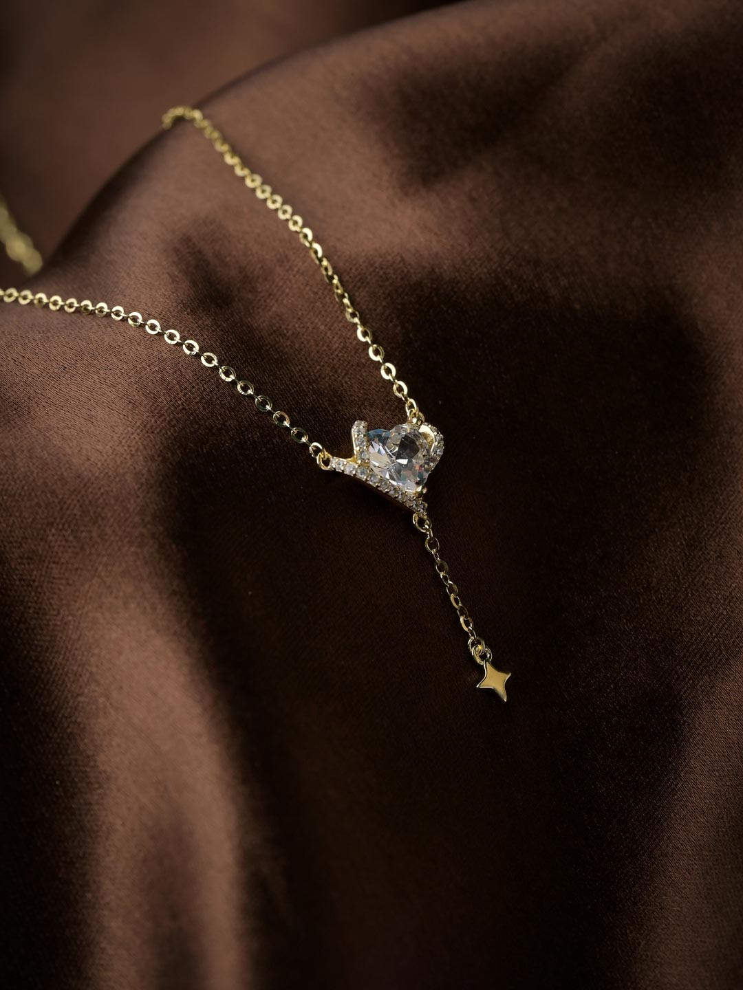 Impression jewellery 925 Sterling Silver Heart Star Drop Pendant Necklace